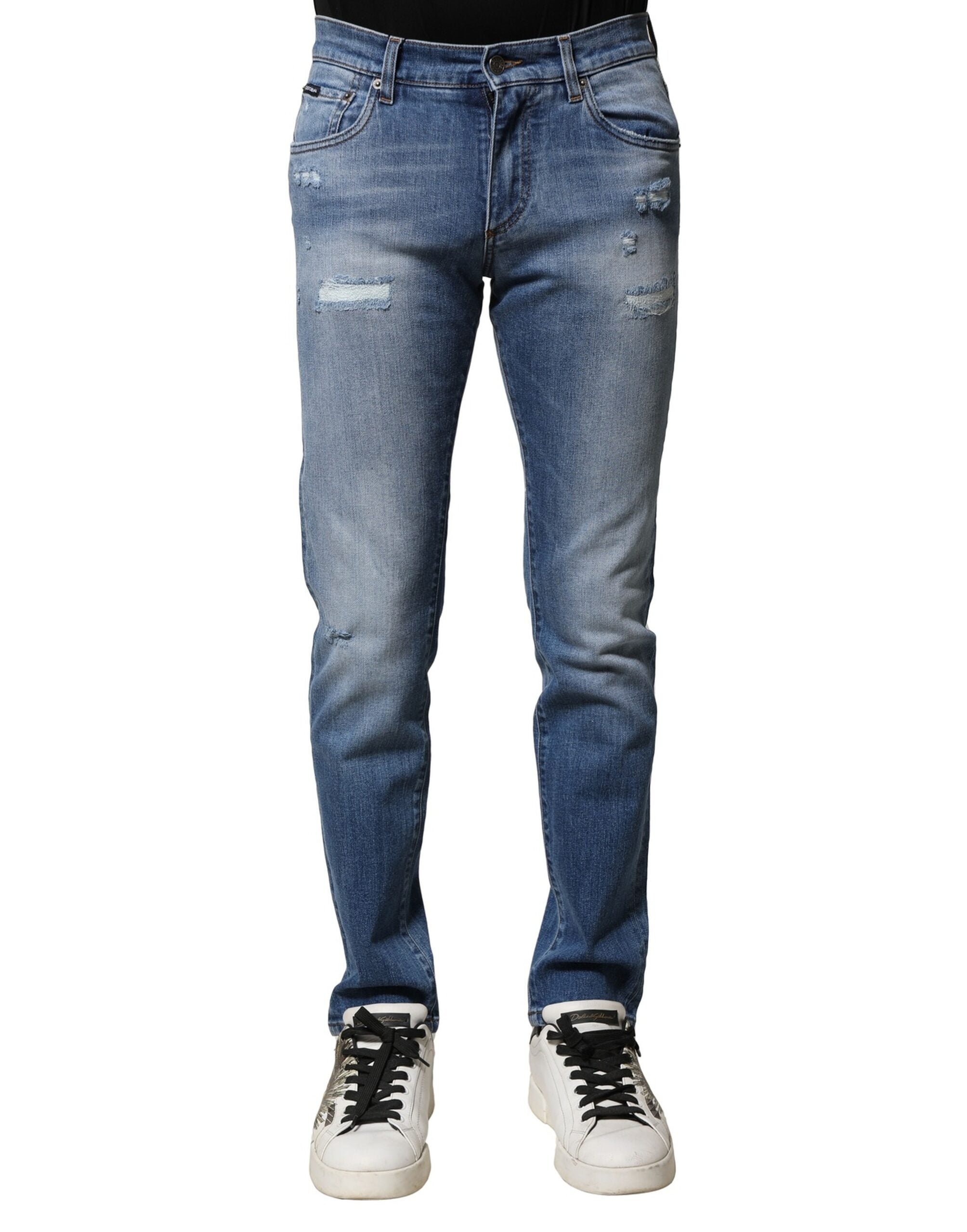Jean skinny en coton délavé bleu Dolce &amp; Gabbana pour homme