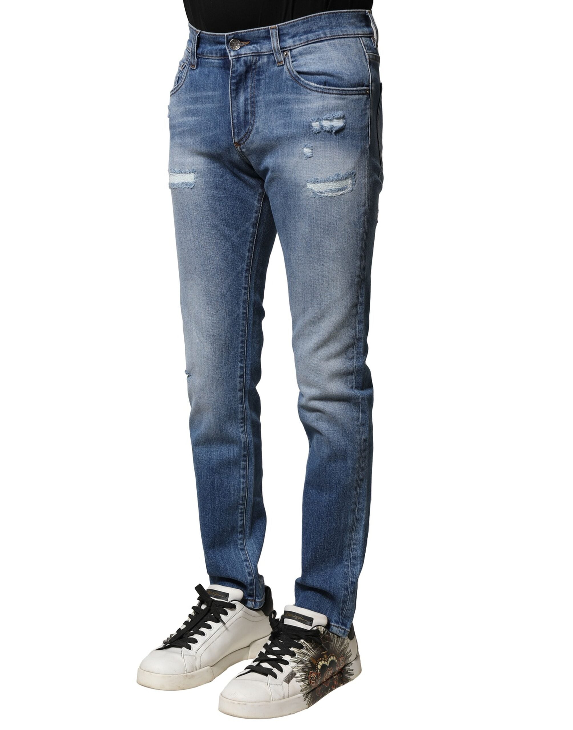 Jean skinny en coton délavé bleu Dolce &amp; Gabbana pour homme