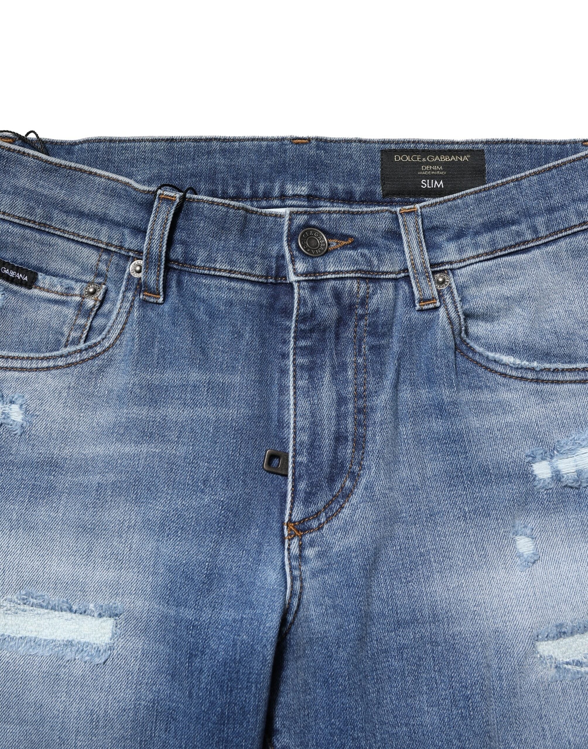 Jean skinny en coton délavé bleu Dolce &amp; Gabbana pour homme