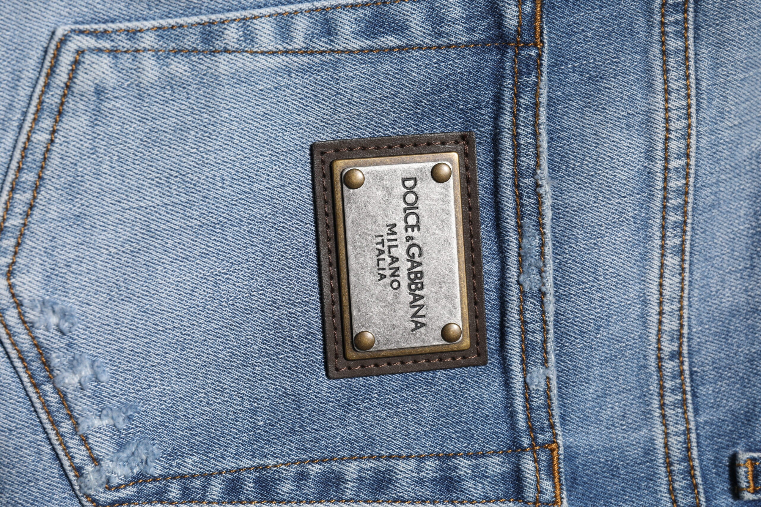 Jean skinny en coton délavé bleu Dolce &amp; Gabbana pour homme