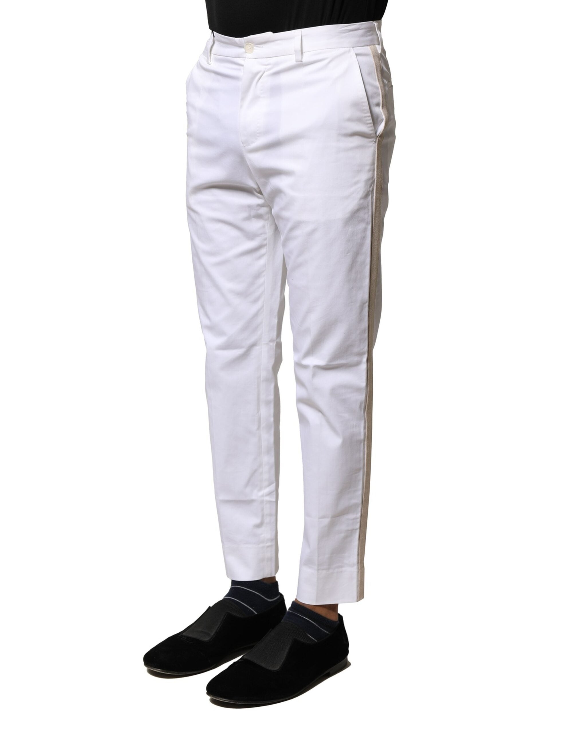 Dolce &amp; Gabbana Weiße, gerade geschnittene Hose aus Baumwolle mit Logo für Herren