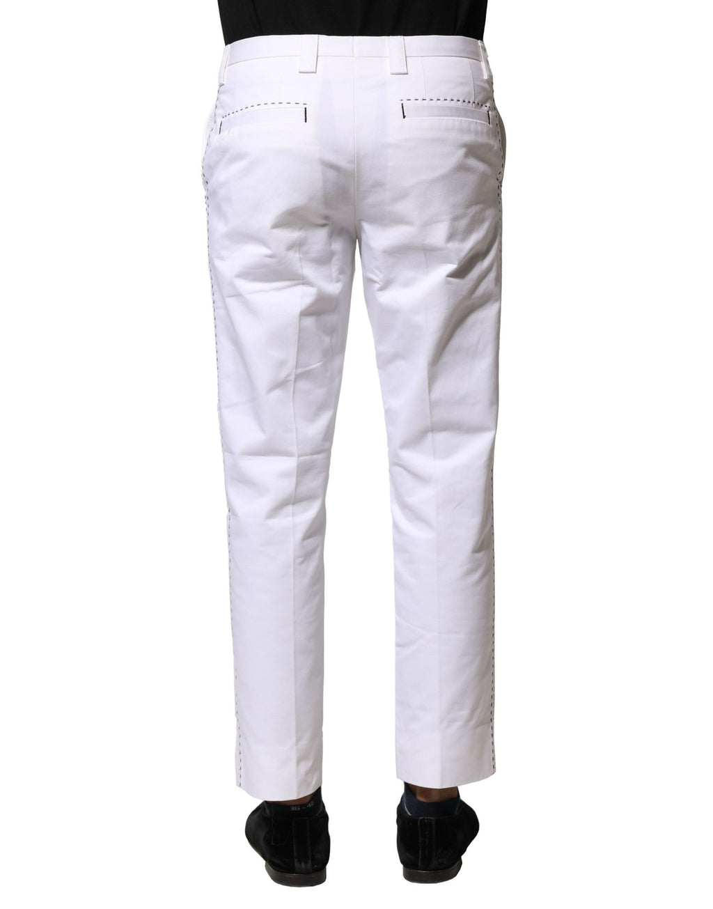 Dolce &amp; Gabbana Weiße, gerade geschnittene Hose aus Baumwolle mit Logo für Herren