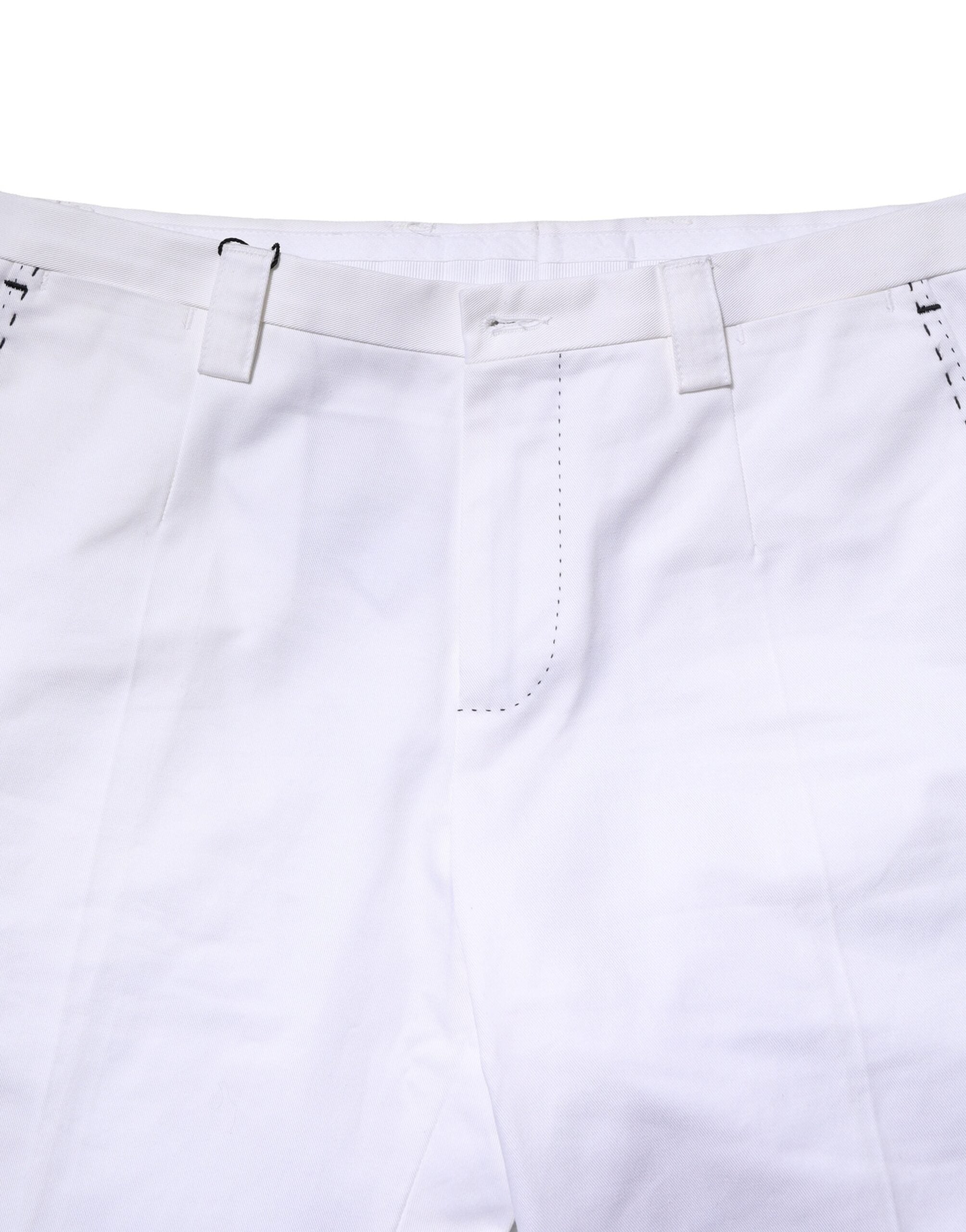 Pantalon droit en coton blanc avec logo Dolce &amp; Gabbana pour homme