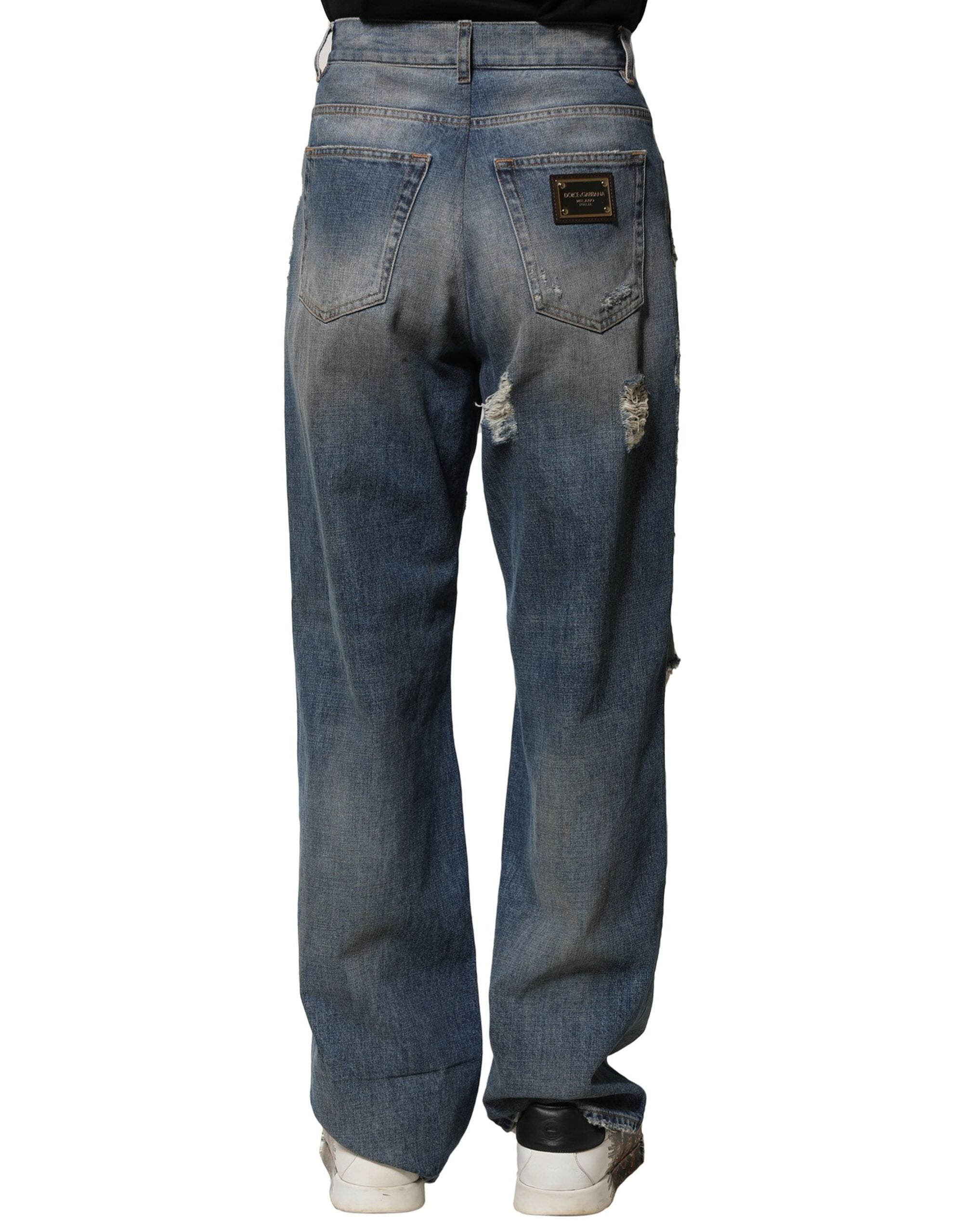 Dolce &amp; Gabbana Blaue zerfetzte Jeans aus Baumwolle für Herren