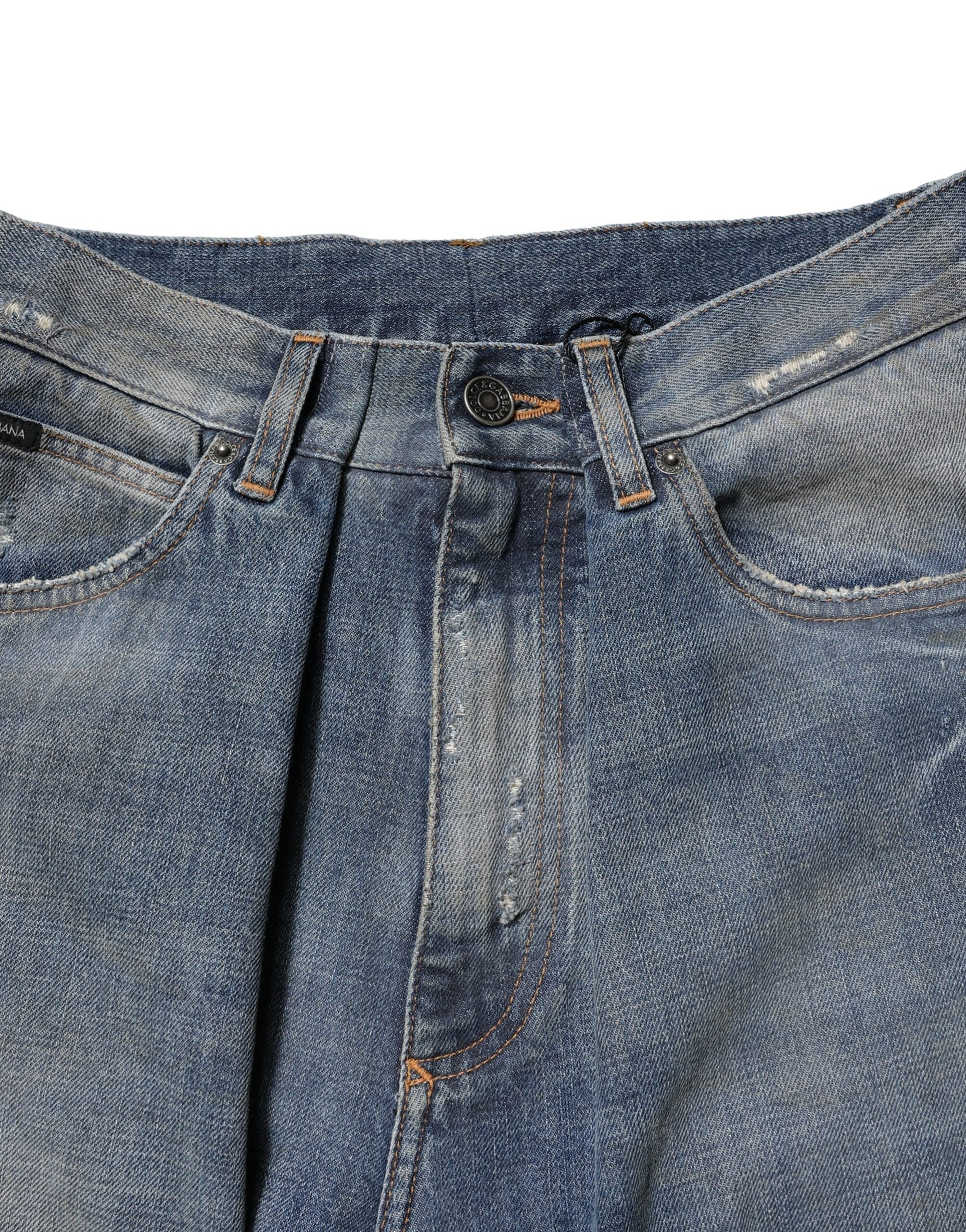 Dolce &amp; Gabbana Blaue zerfetzte Jeans aus Baumwolle für Herren