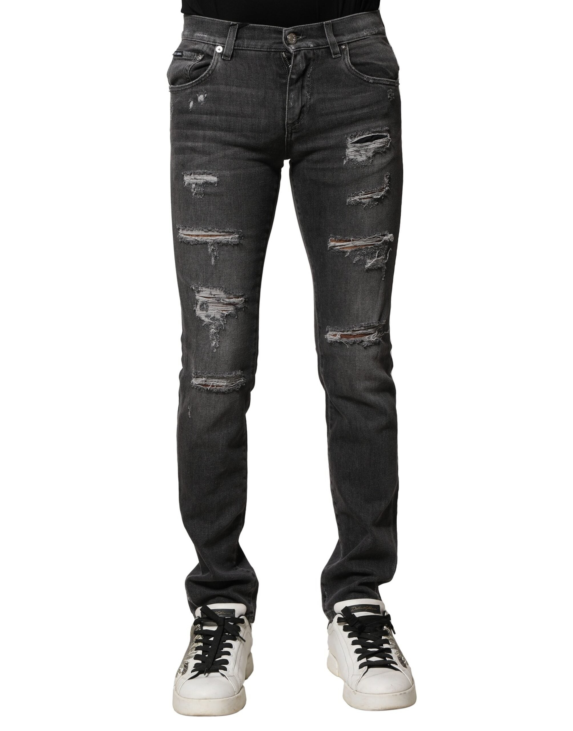 Jean slim en denim noir délavé Dolce &amp; Gabbana