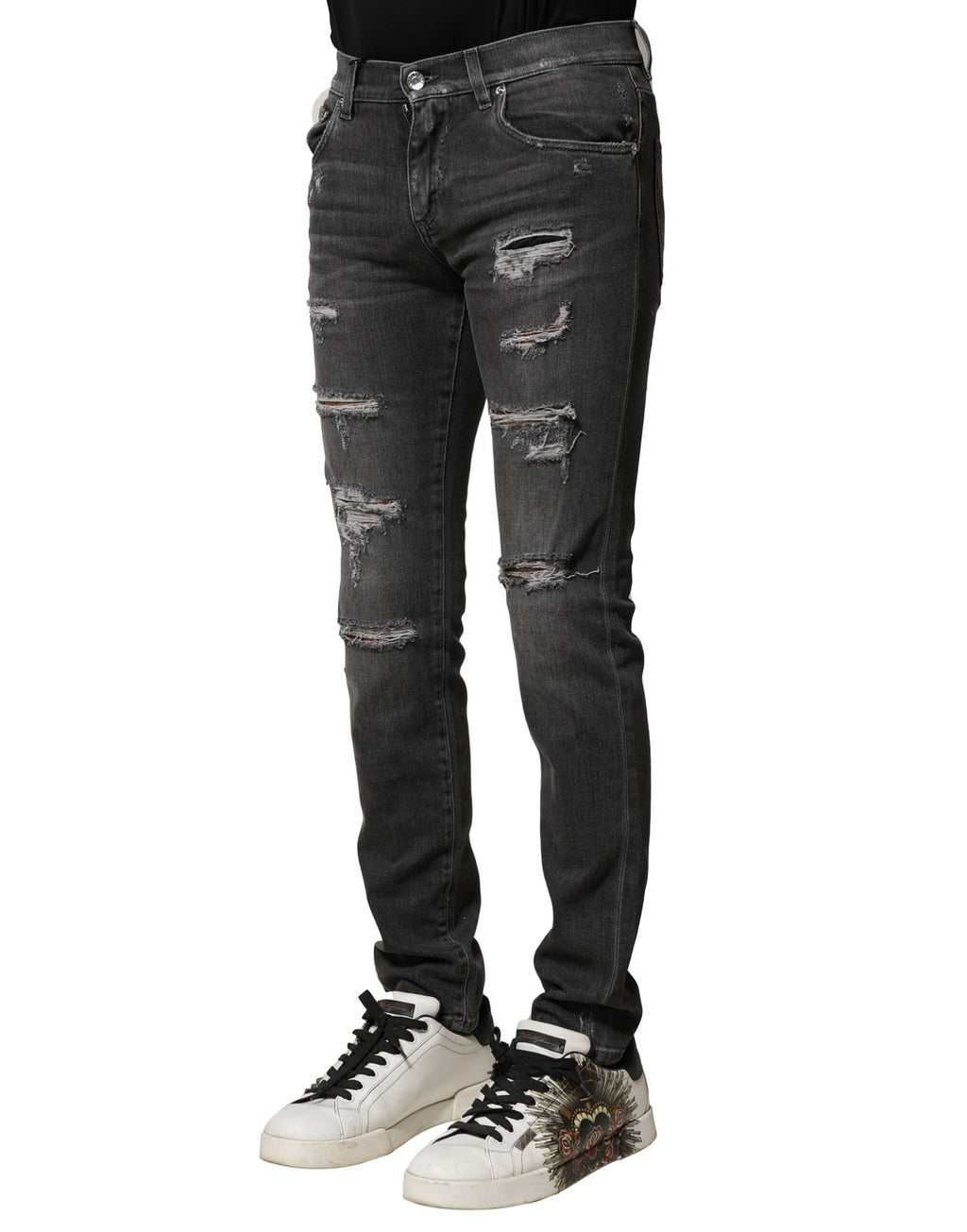 Jean slim en denim noir délavé Dolce &amp; Gabbana