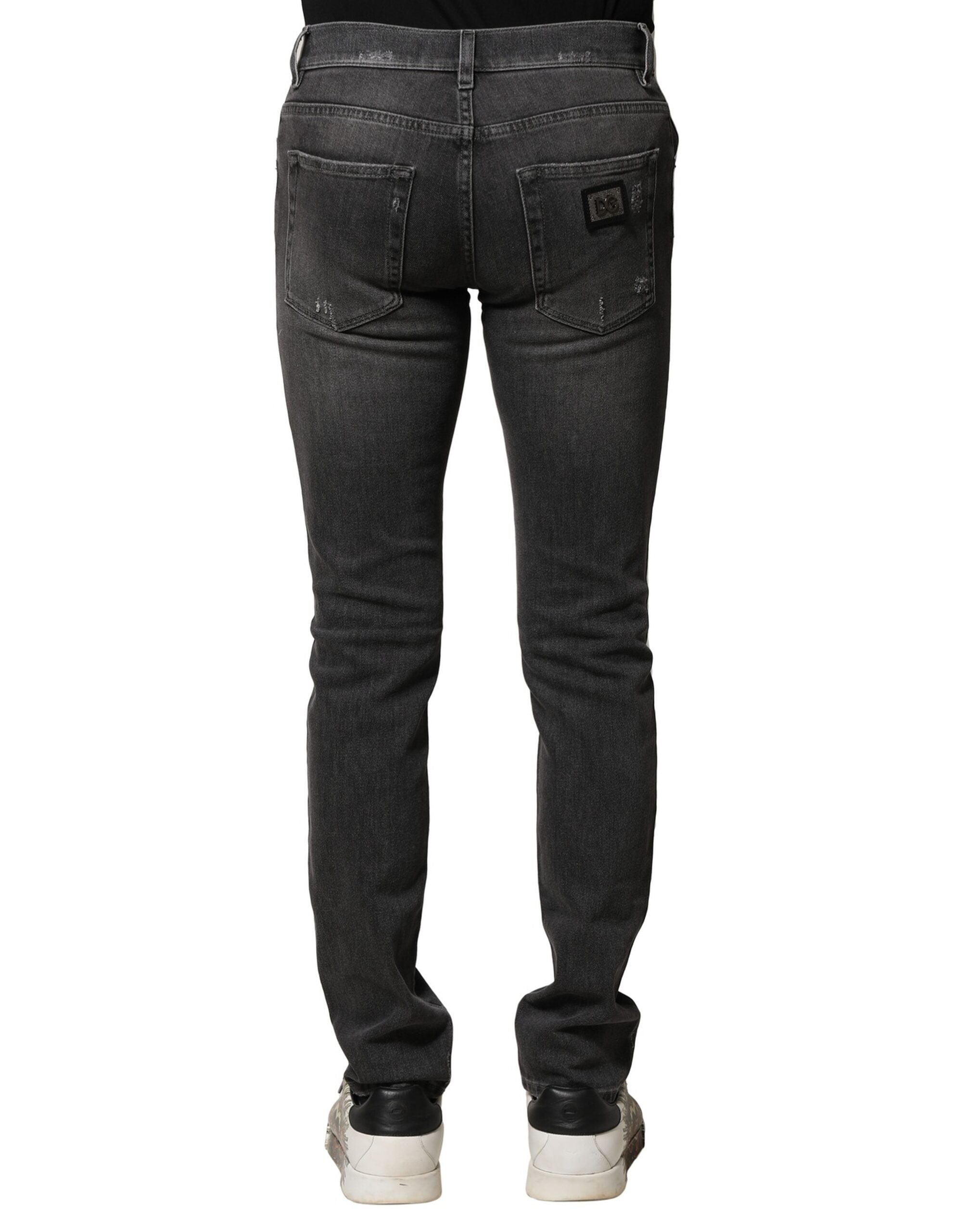 Jean slim en denim noir délavé Dolce &amp; Gabbana