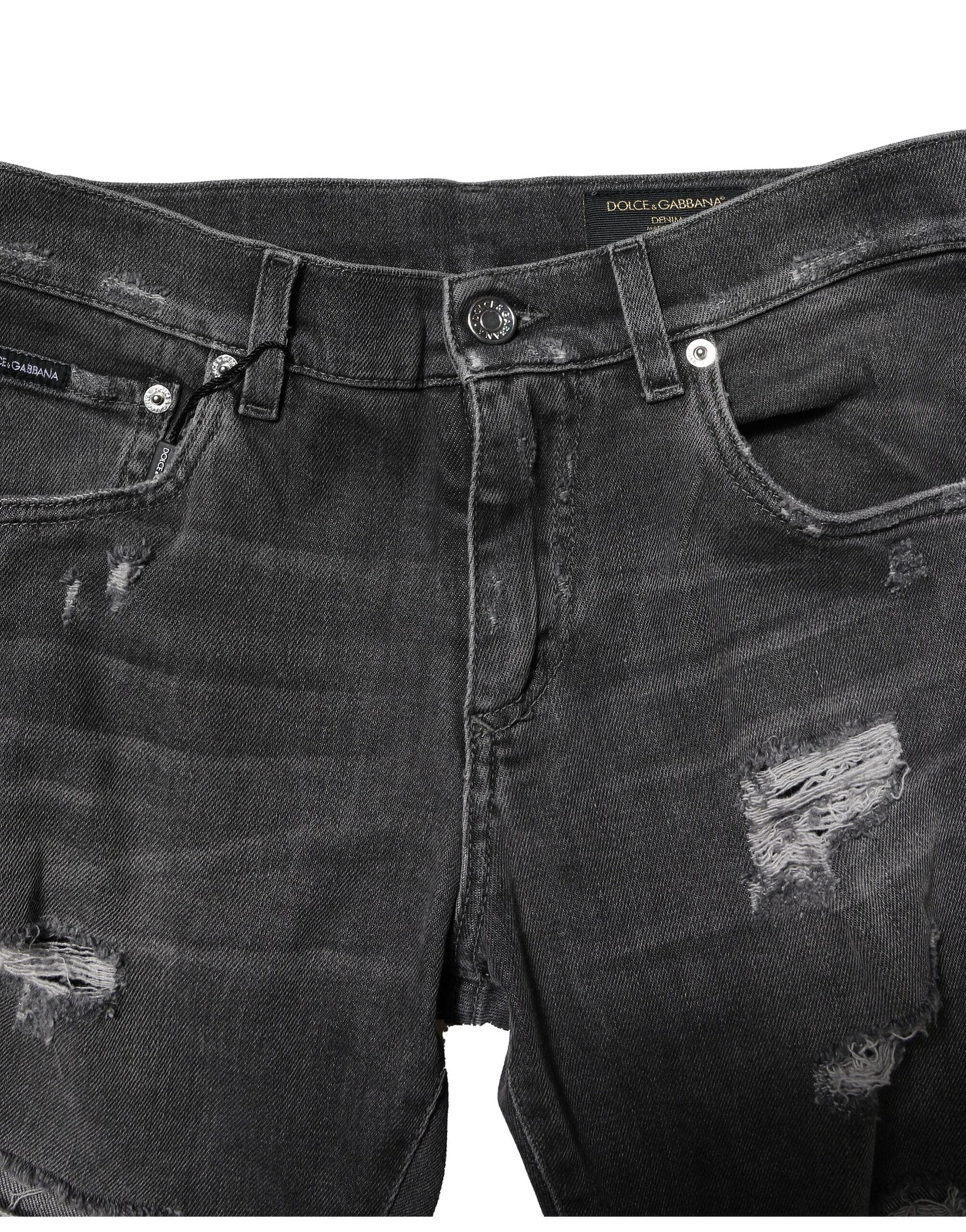Jean slim en denim noir délavé Dolce &amp; Gabbana
