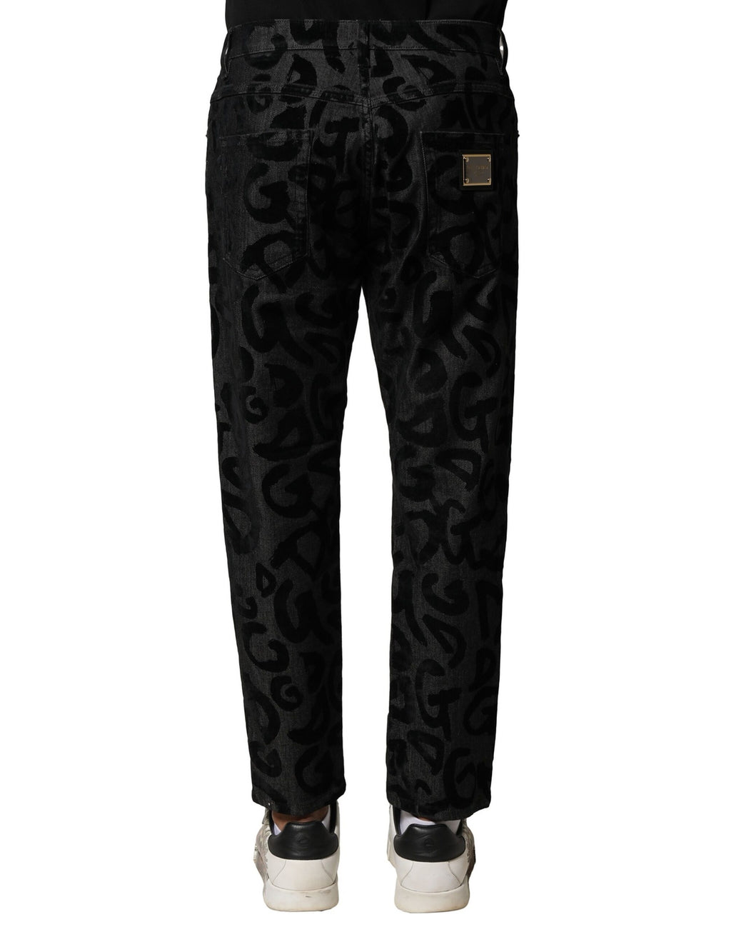 Jean droit en coton gris Dolce &amp; Gabbana avec logo DG pour homme