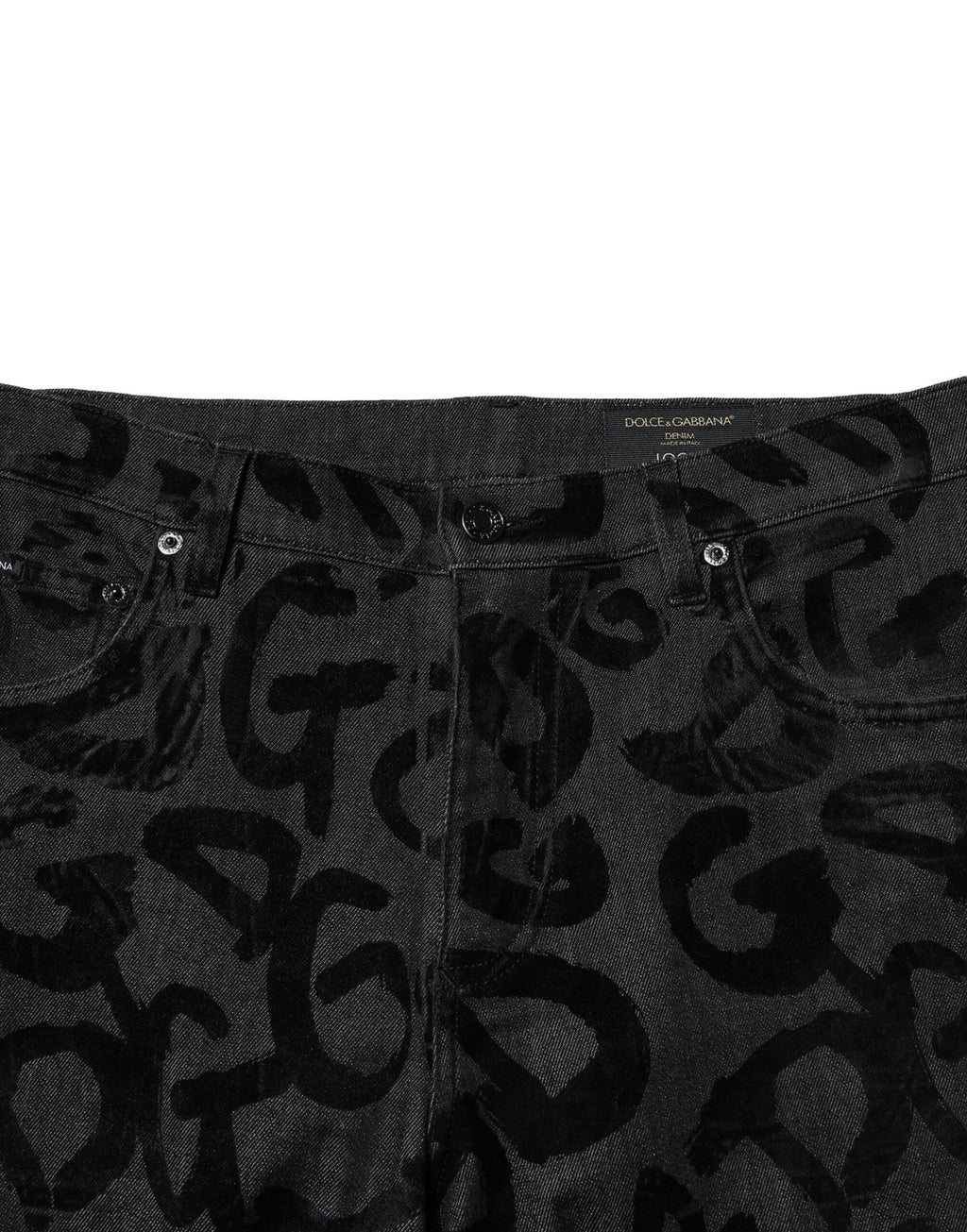 Jean droit en coton gris Dolce &amp; Gabbana avec logo DG pour homme