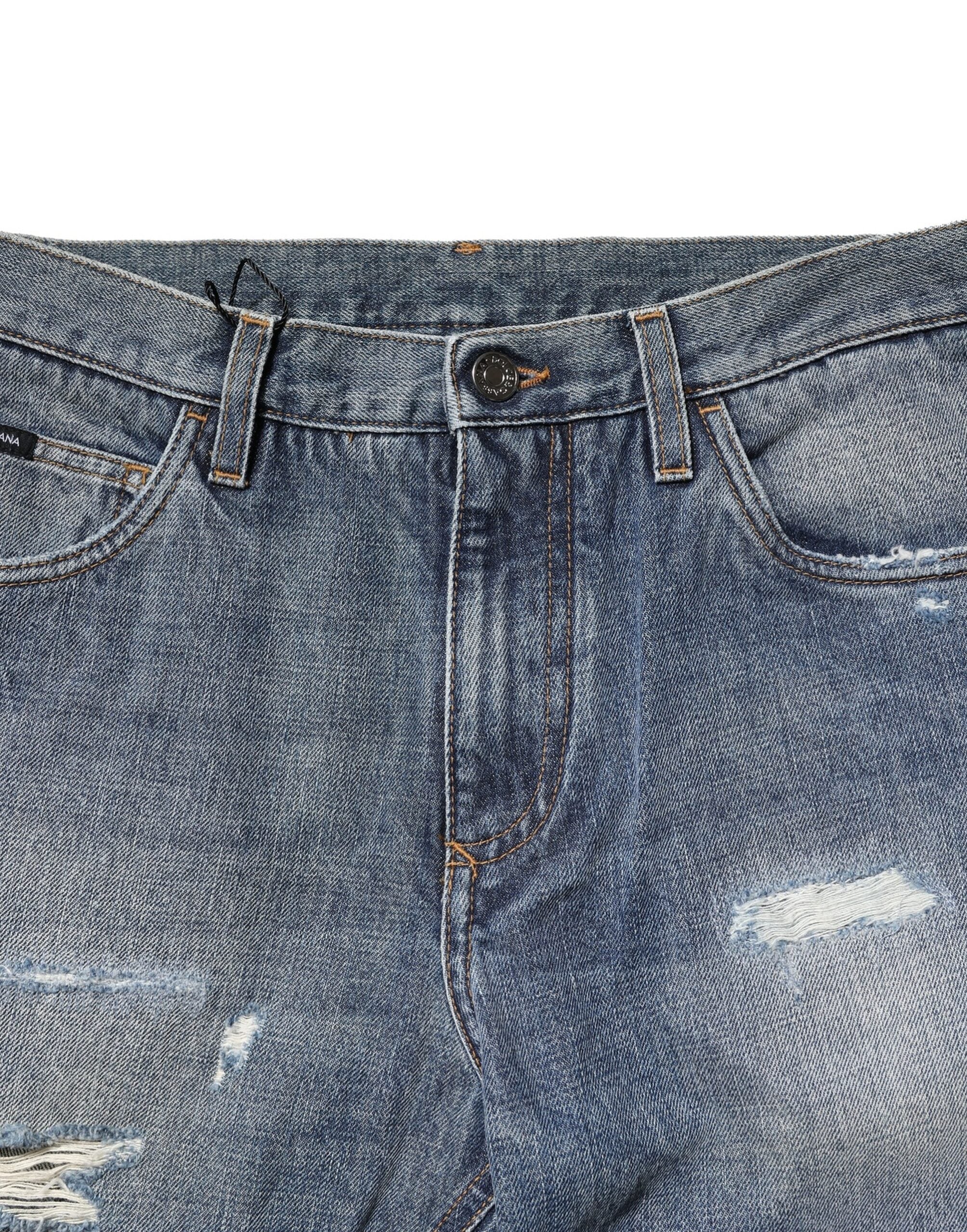 Jean coupe droite en denim bleu délavé Dolce &amp; Gabbana