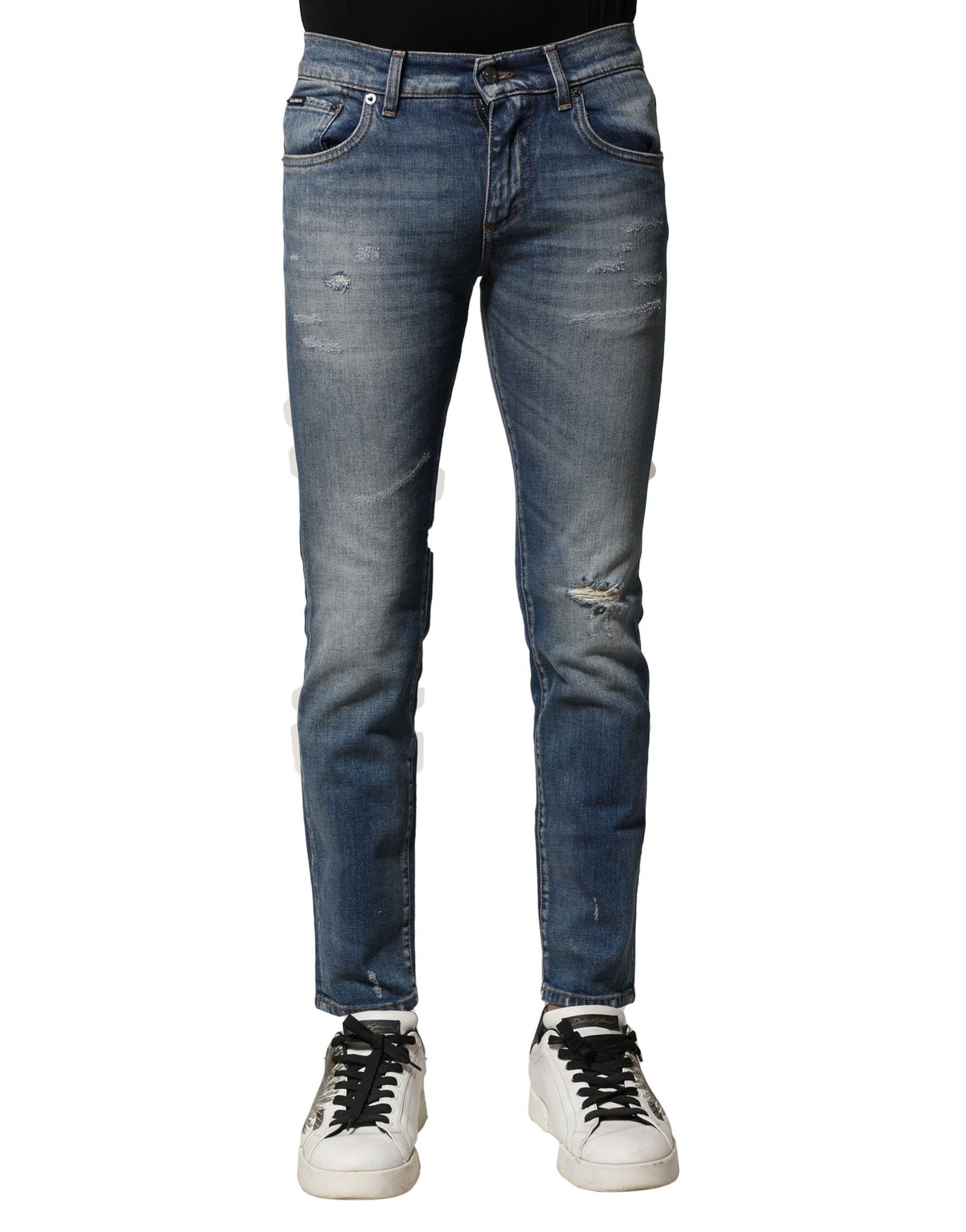 Jean slim en coton délavé bleu Dolce &amp; Gabbana pour homme