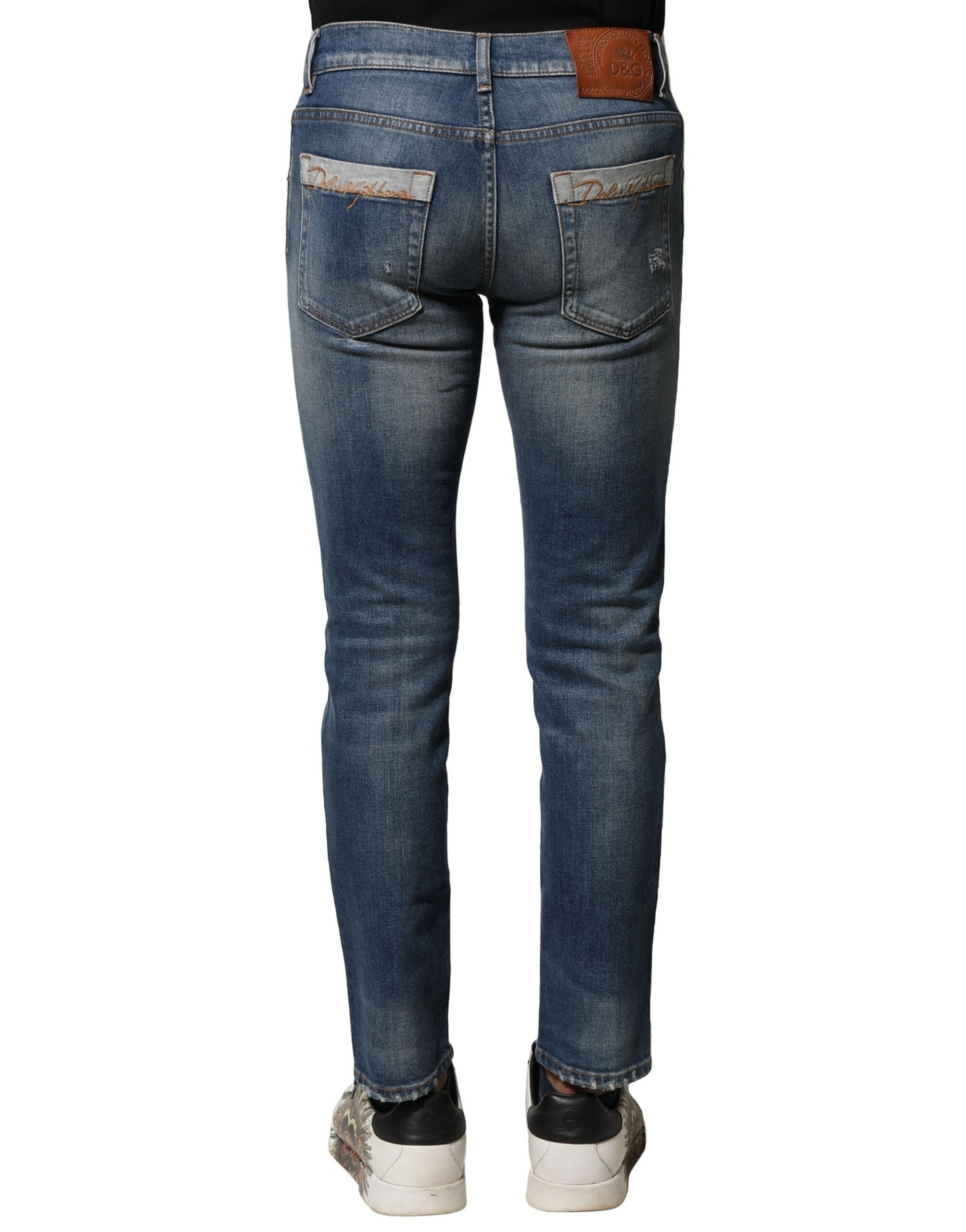 Jean slim en coton délavé bleu Dolce &amp; Gabbana pour homme