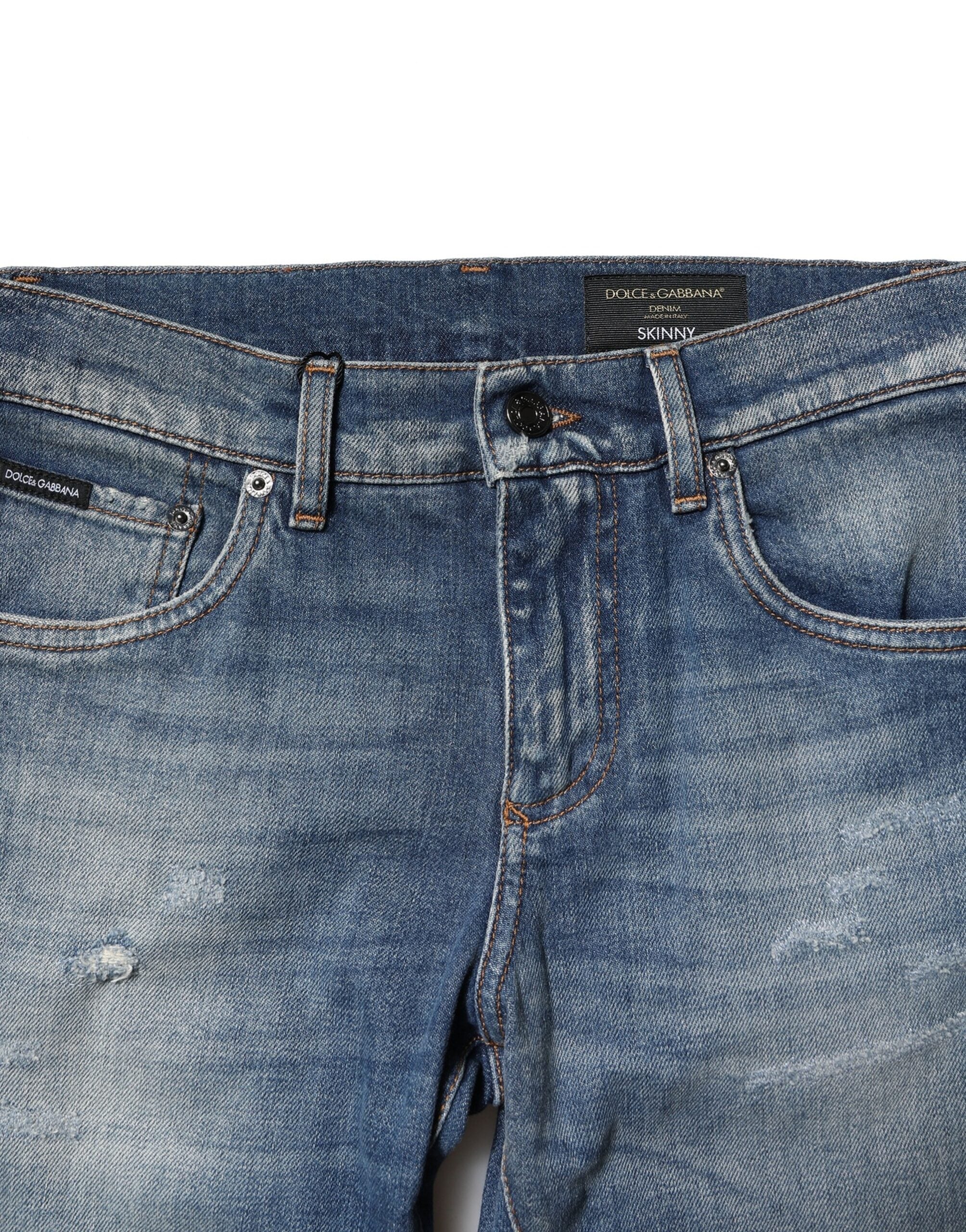 Jean slim en coton délavé bleu Dolce &amp; Gabbana pour homme