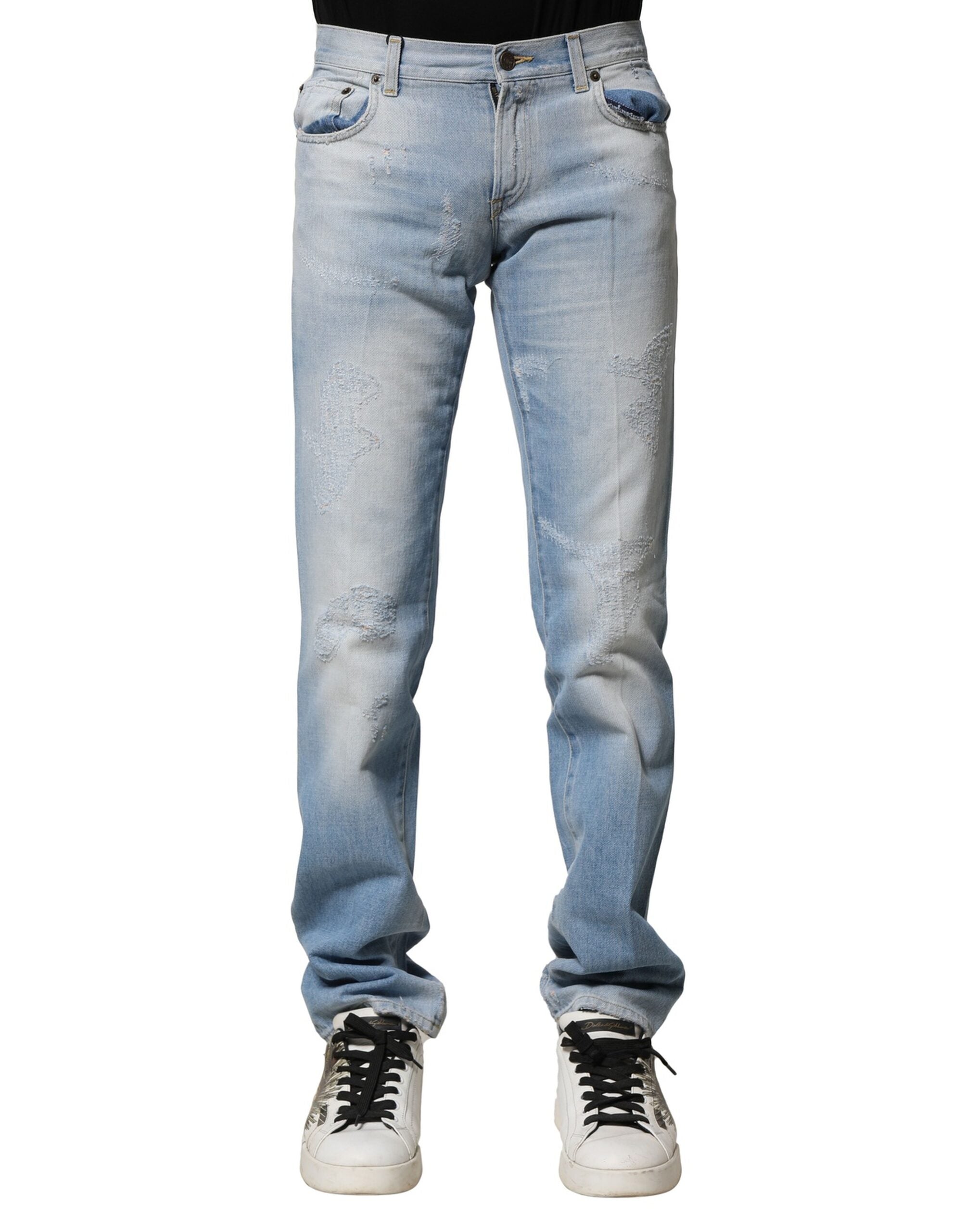 Jean coupe droite délavé bleu clair Dolce &amp; Gabbana