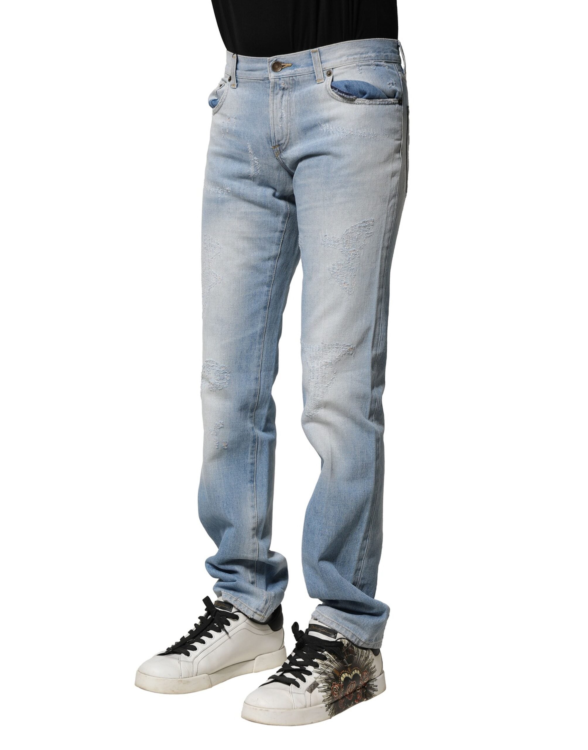 Jean coupe droite délavé bleu clair Dolce &amp; Gabbana
