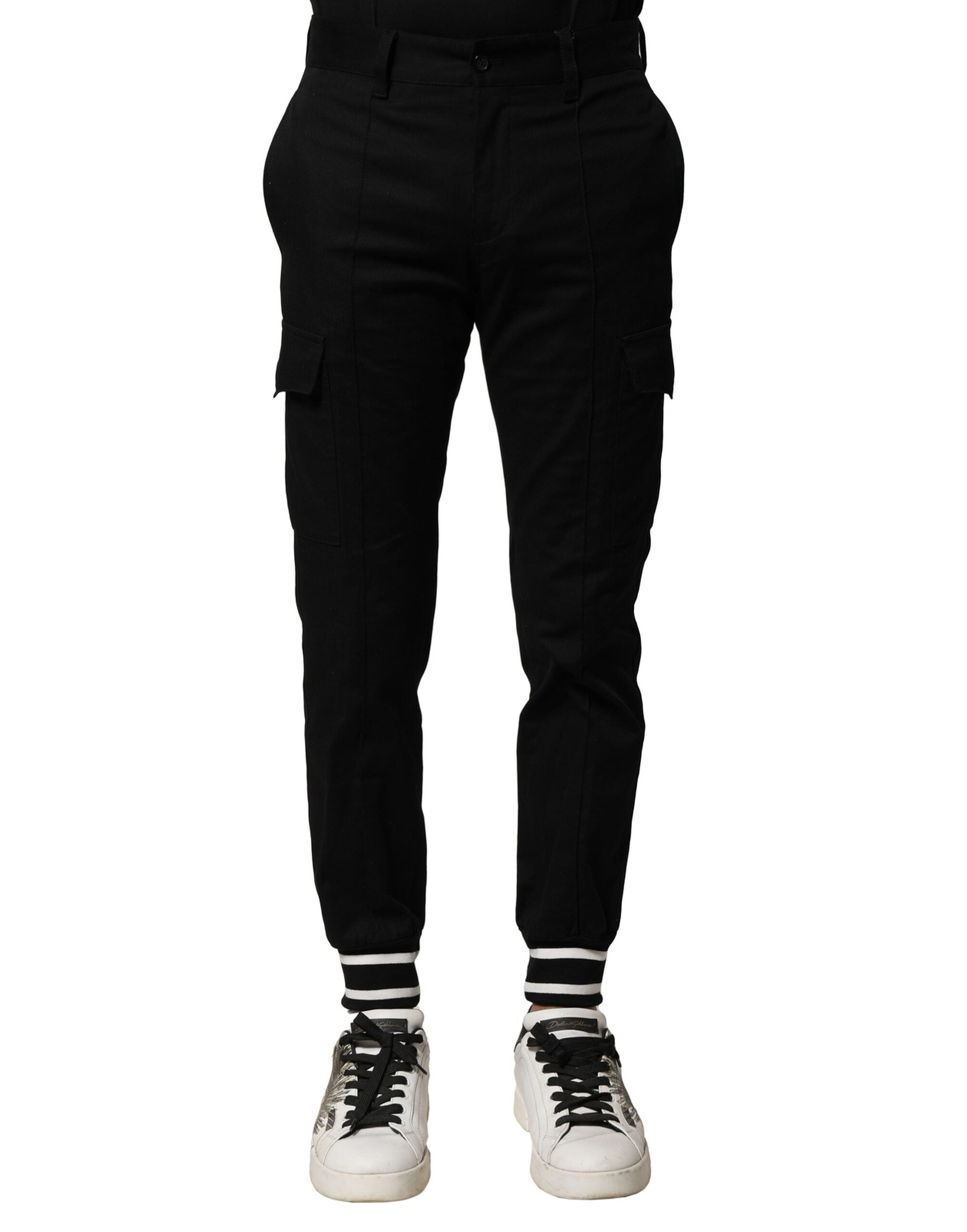 Pantalon de jogging cargo en coton noir Dolce &amp; Gabbana pour homme