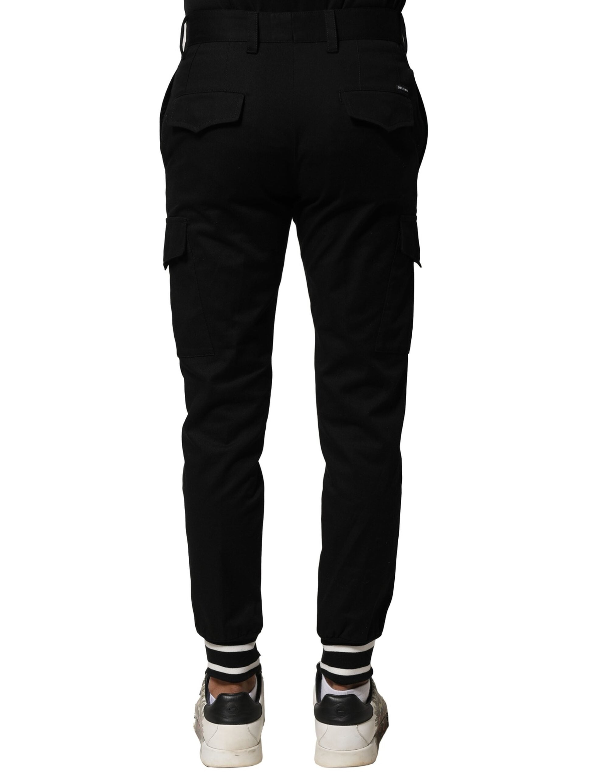 Pantalon de jogging cargo en coton noir Dolce &amp; Gabbana pour homme