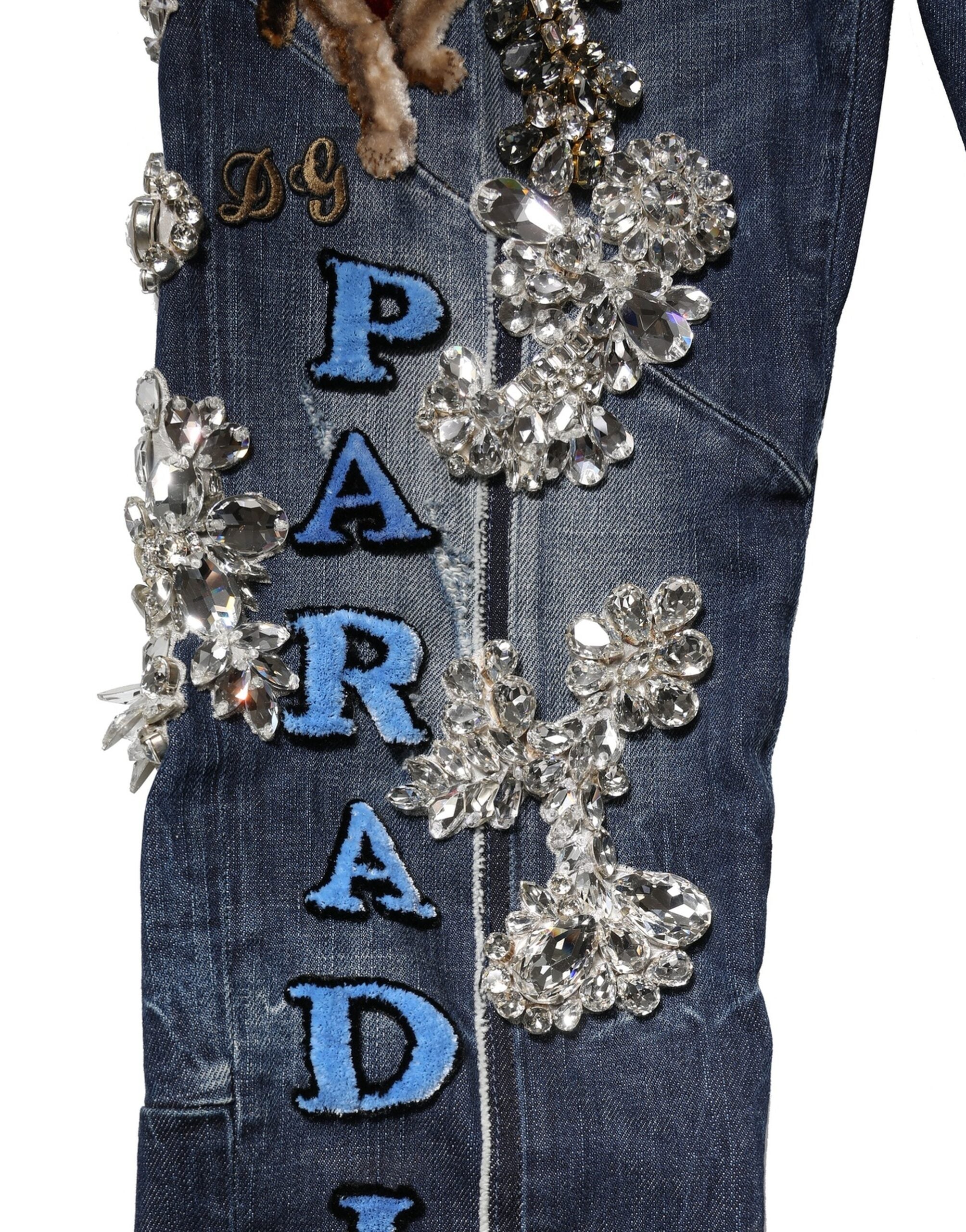 Jean en denim bleu orné de strass Dolce &amp; Gabbana
