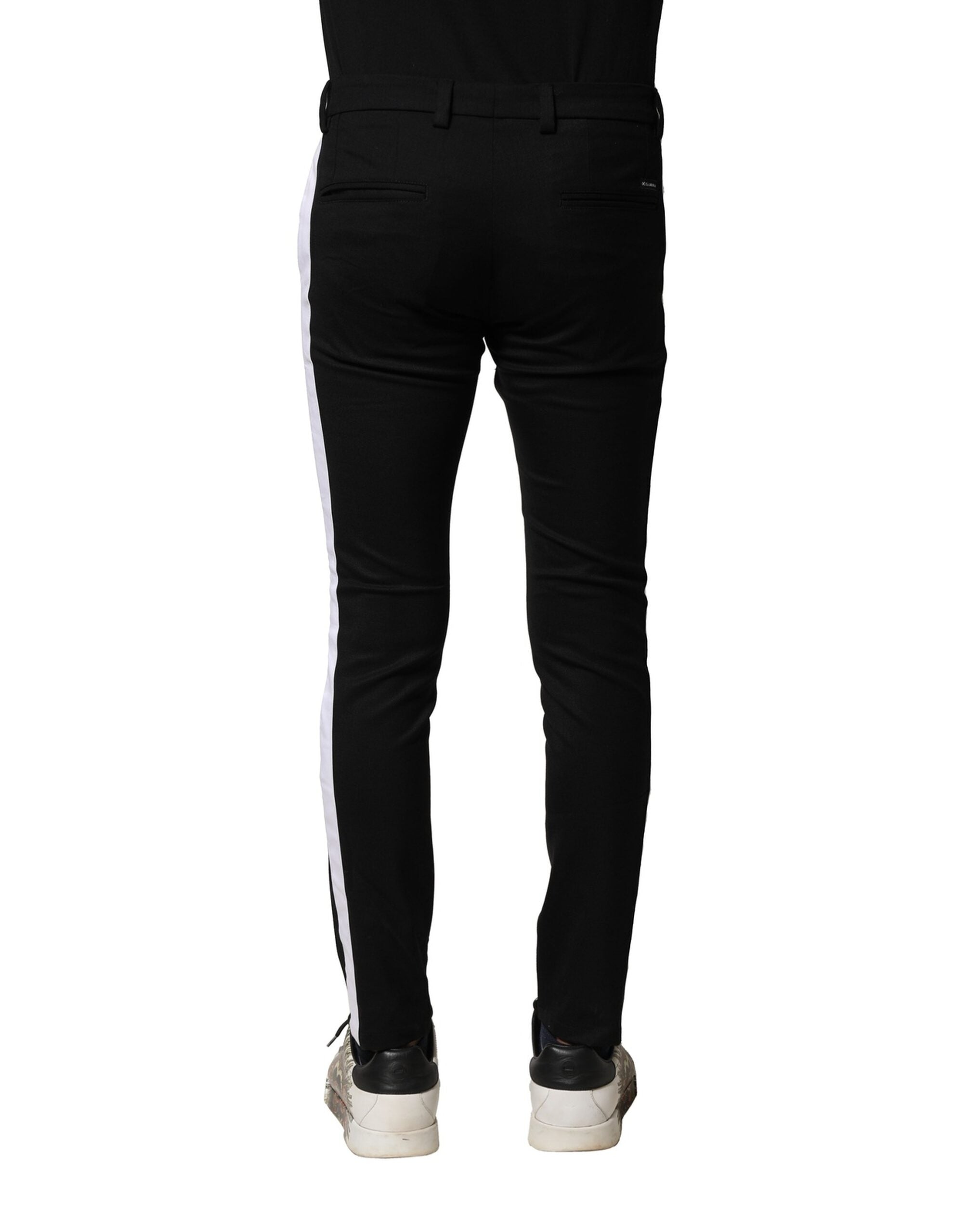 Pantalon skinny taille moyenne en laine noire Dolce &amp; Gabbana pour homme