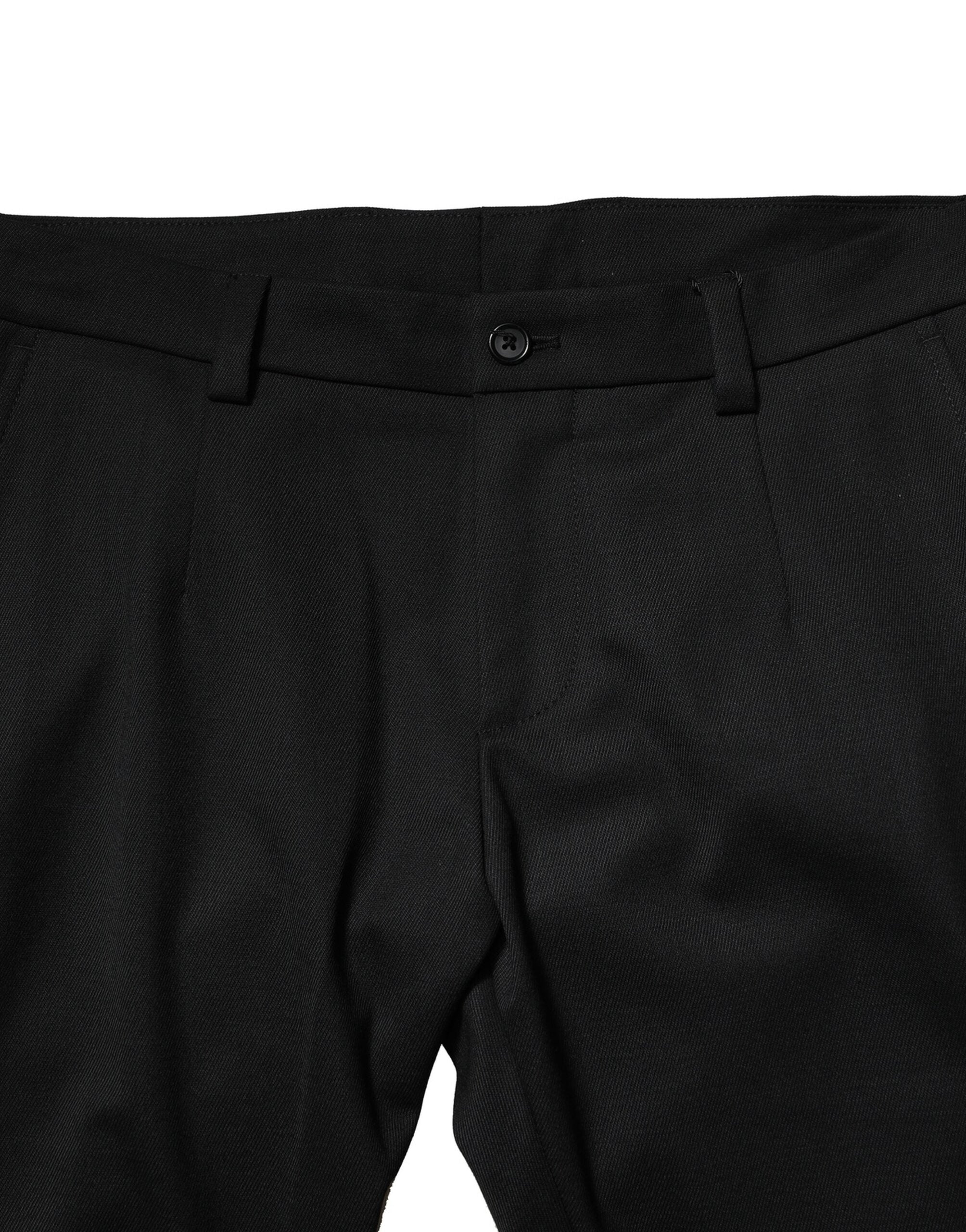 Pantalon skinny taille moyenne en laine noire Dolce &amp; Gabbana pour homme