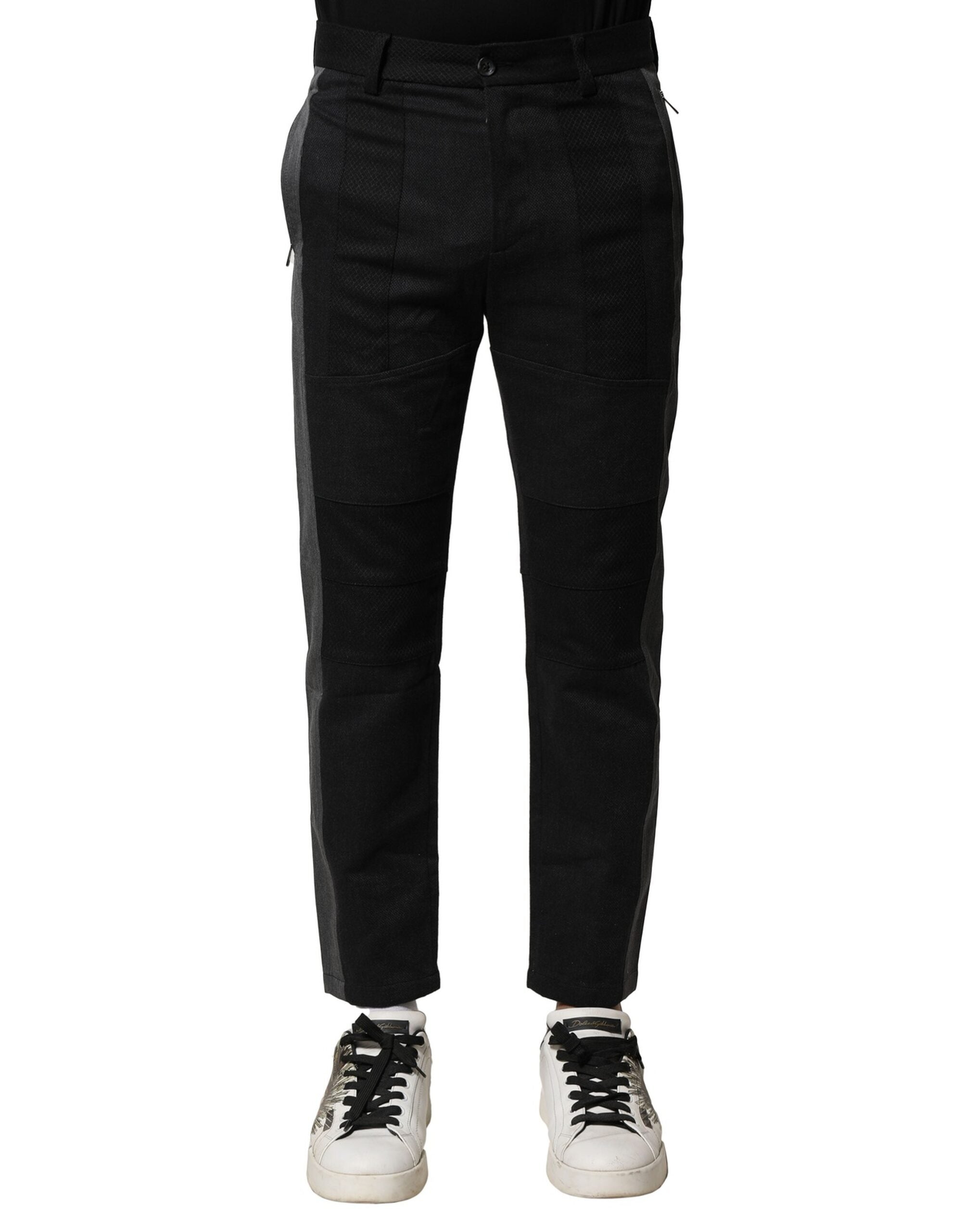 Pantalon fuselé en coton noir et gris Dolce &amp; Gabbana pour homme