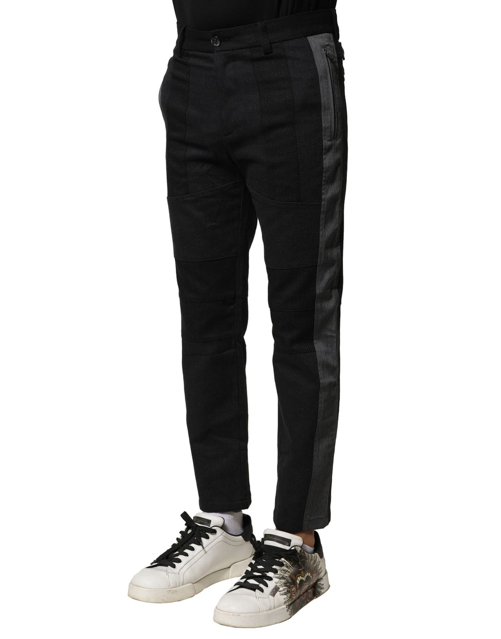 Pantalon fuselé en coton noir et gris Dolce &amp; Gabbana pour homme