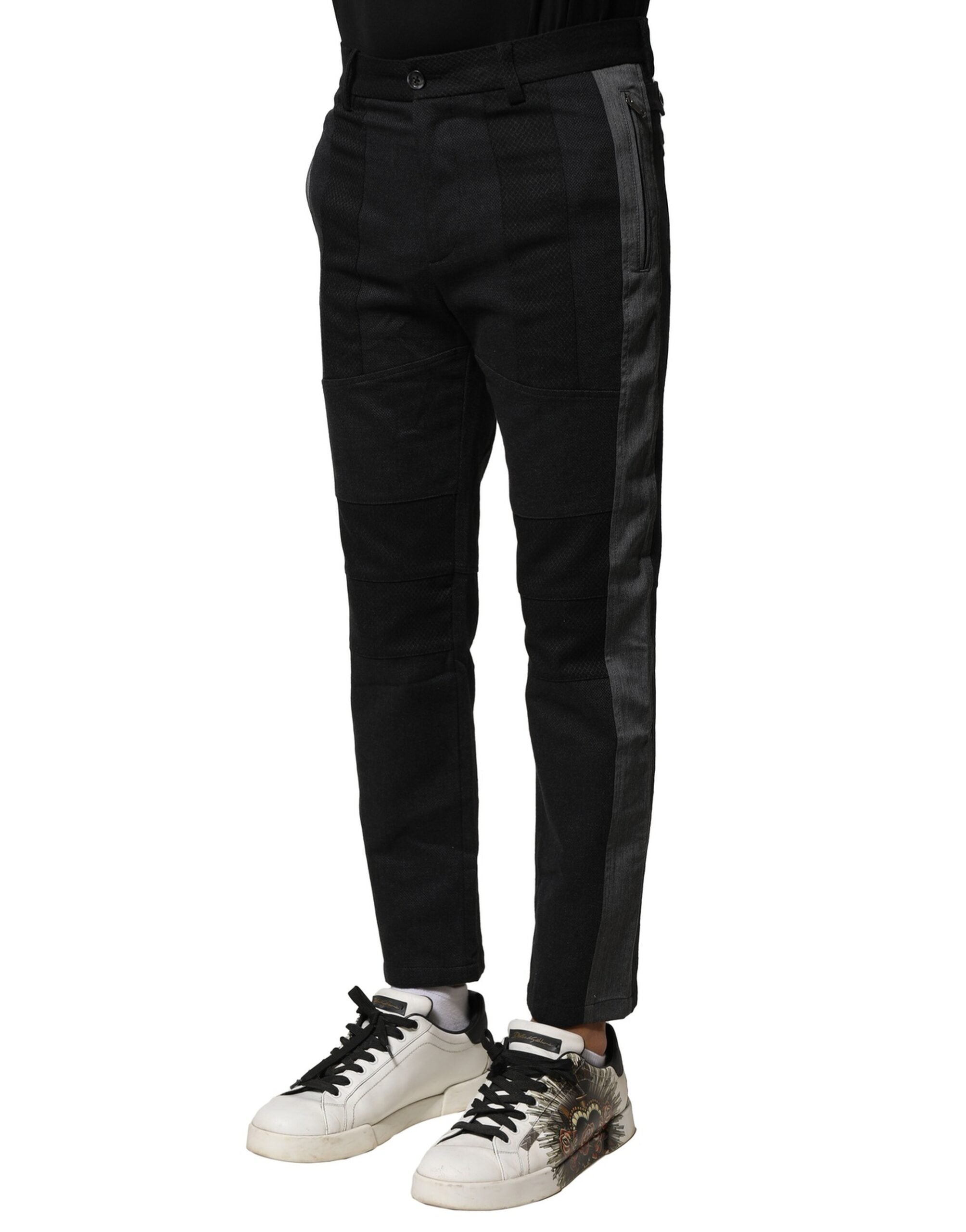 Pantalon fuselé en coton noir et gris Dolce &amp; Gabbana pour homme