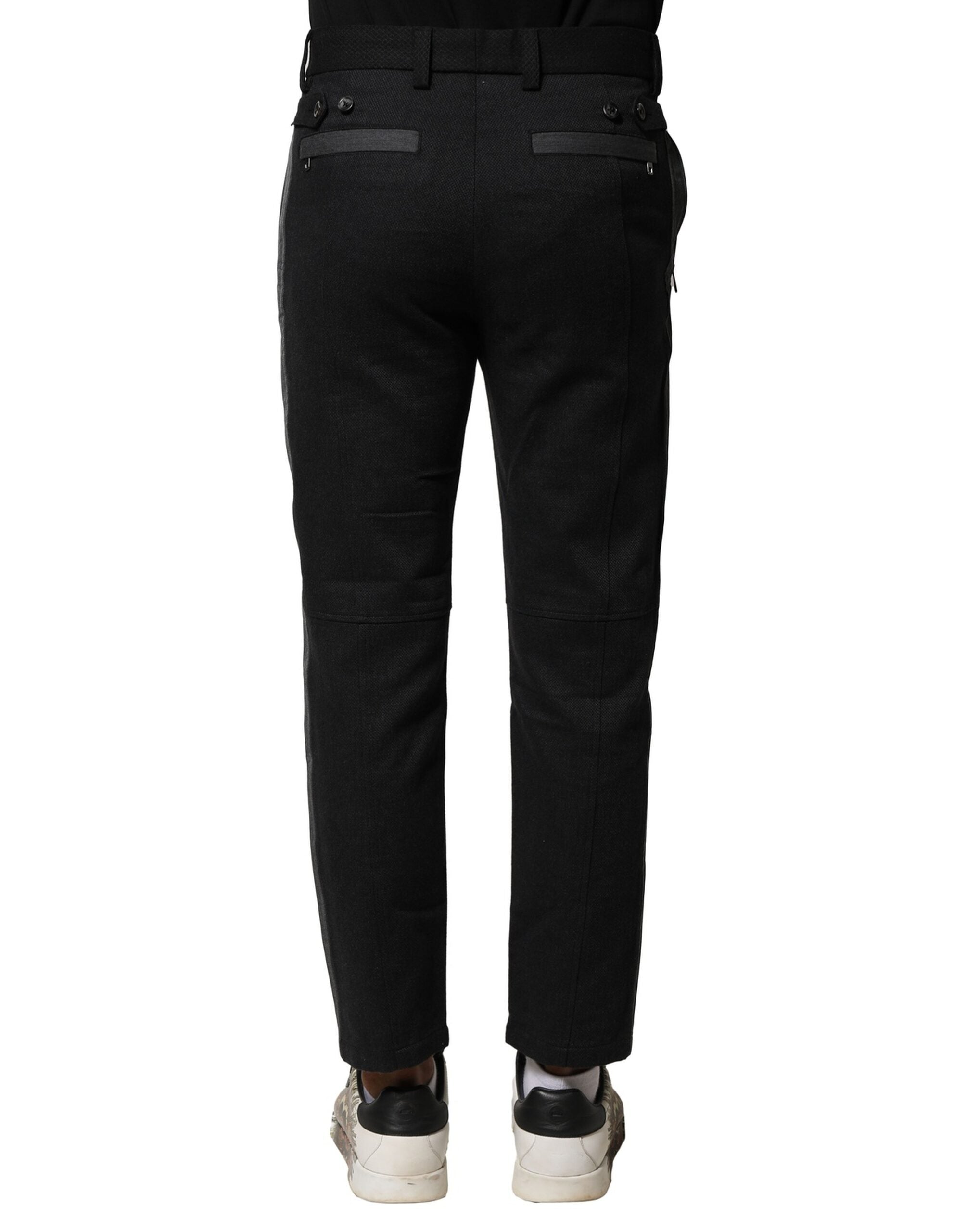 Pantalon fuselé en coton noir et gris Dolce &amp; Gabbana pour homme