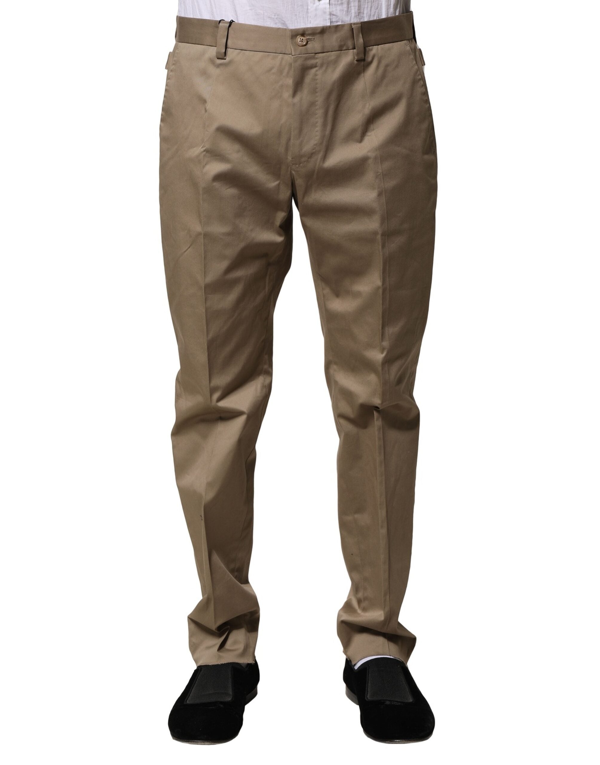 Pantalon habillé fuselé en coton marron Dolce &amp; Gabbana pour homme