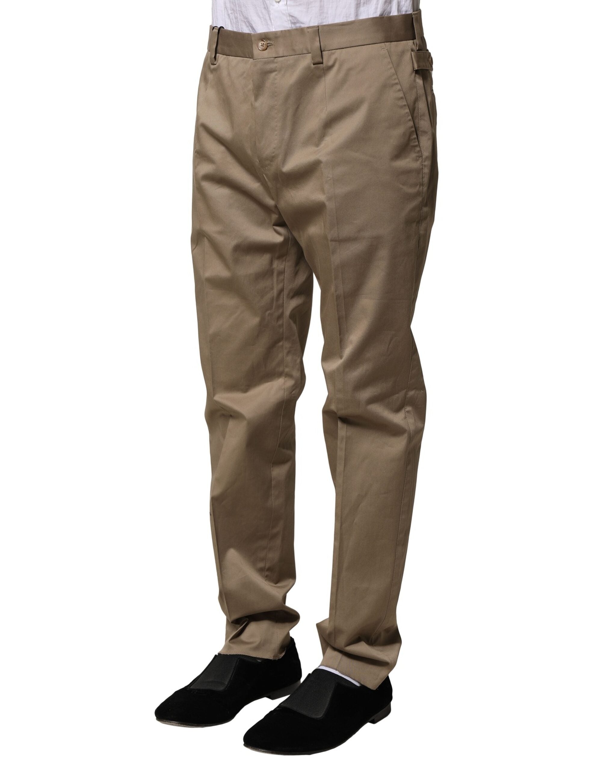 Pantalon habillé fuselé en coton marron Dolce &amp; Gabbana pour homme