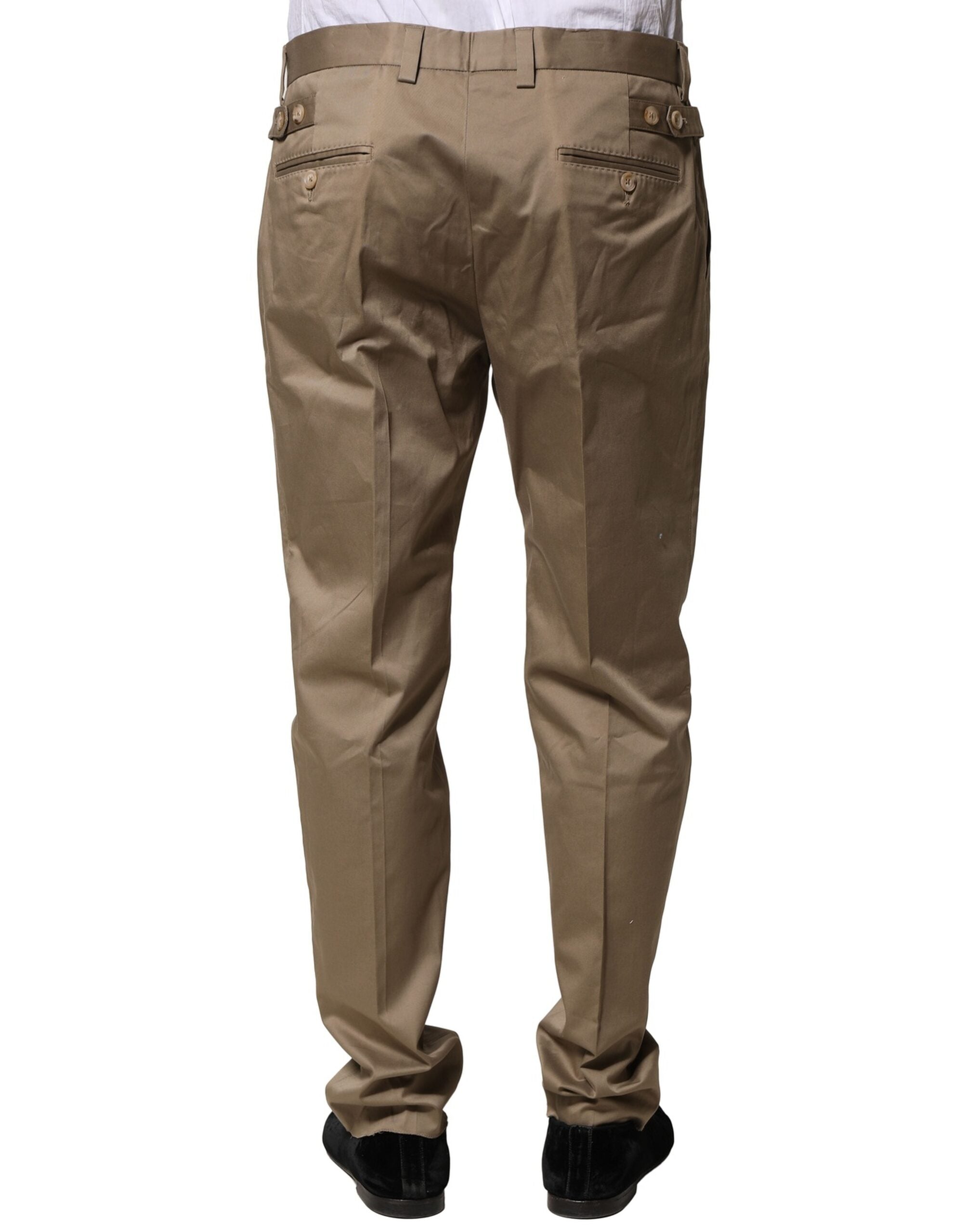 Pantalon habillé fuselé en coton marron Dolce &amp; Gabbana pour homme