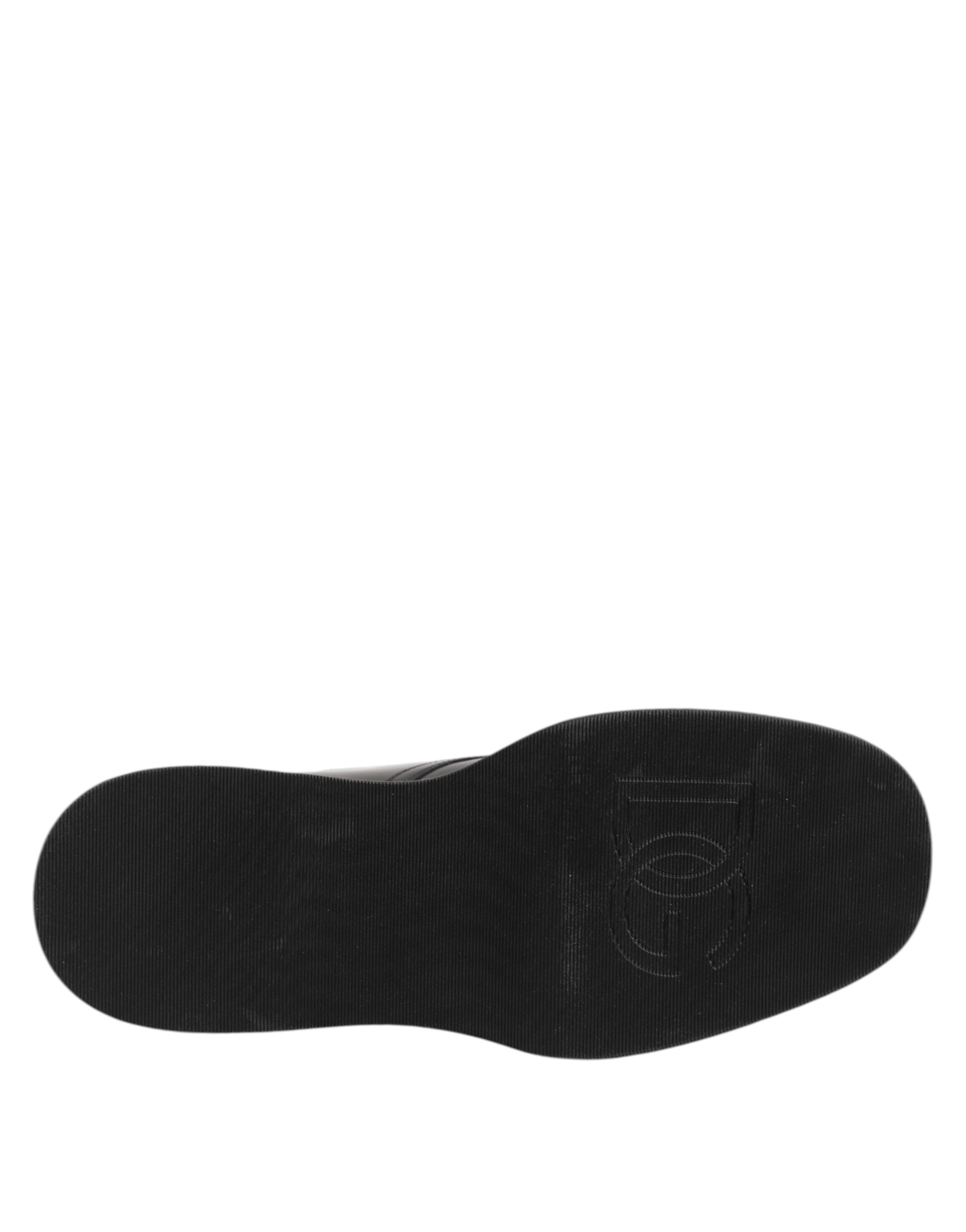 Dolce &amp; Gabbana – Schwarze Stiefeletten aus Leder mit Logo und Schnürung
