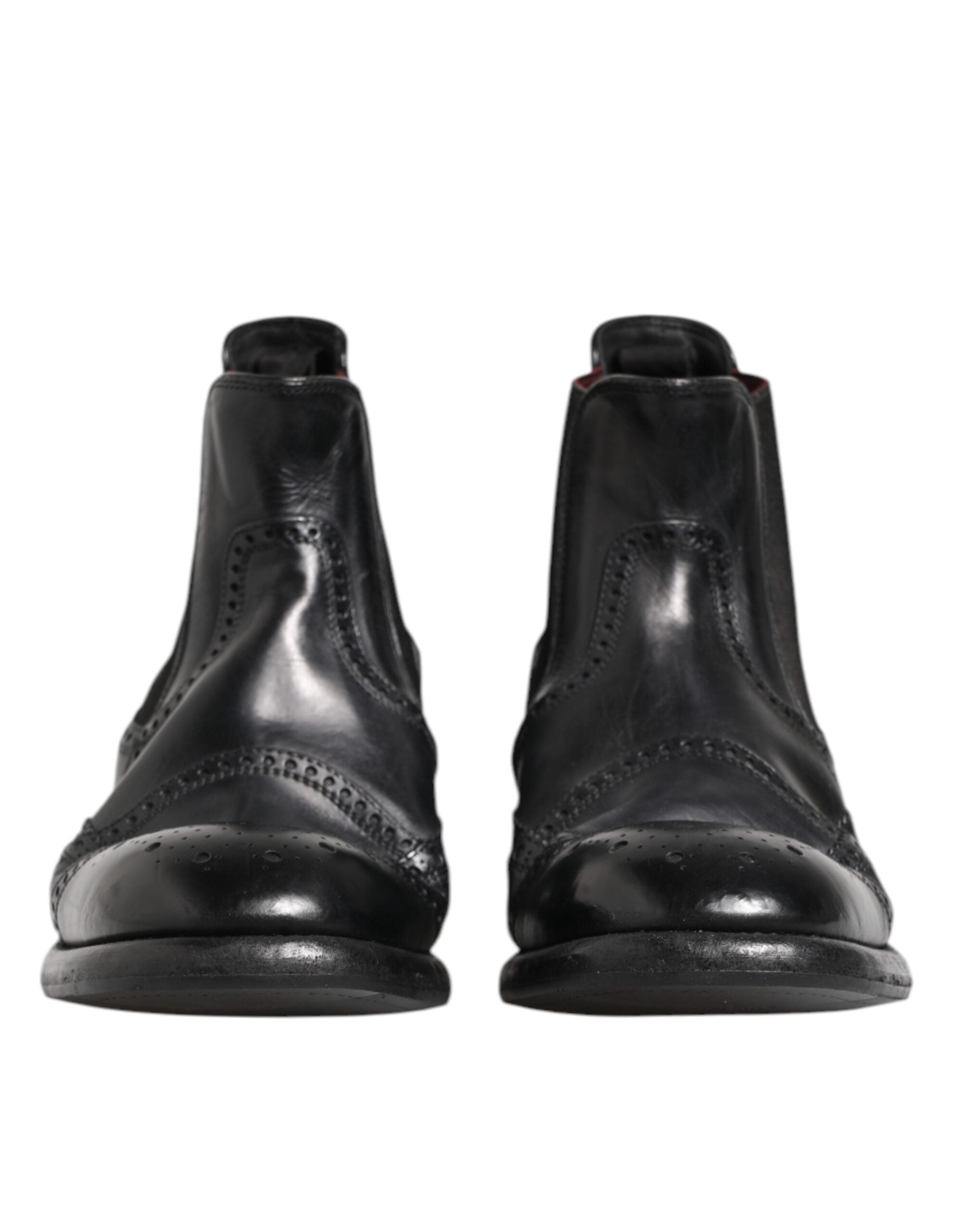 Dolce &amp; Gabbana – Schwarze Lederstiefeletten zum Hineinschlüpfen