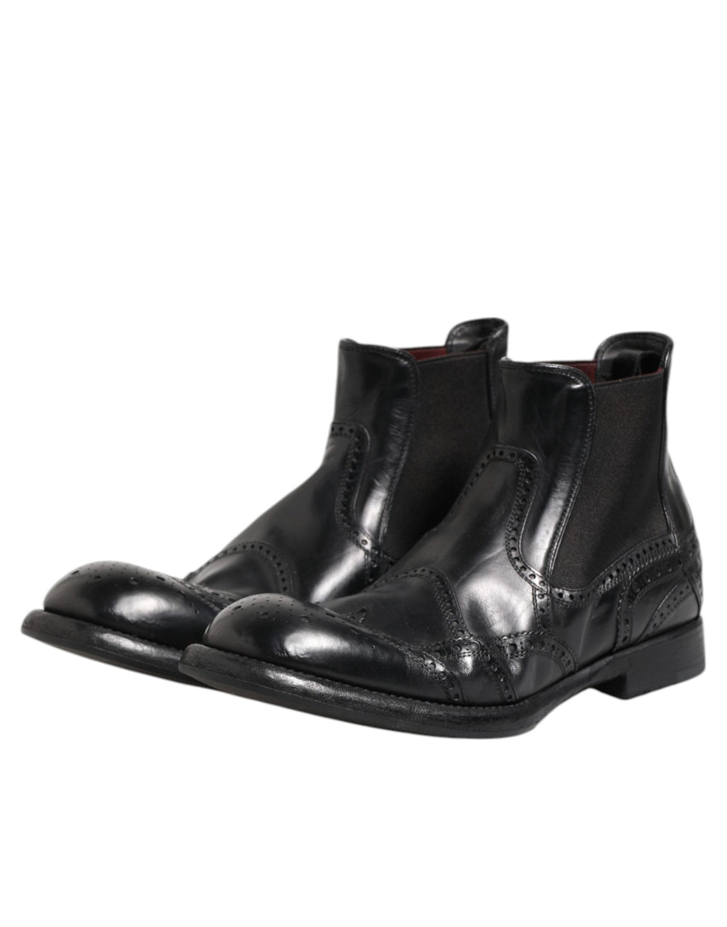 Dolce &amp; Gabbana – Schwarze Lederstiefeletten zum Hineinschlüpfen