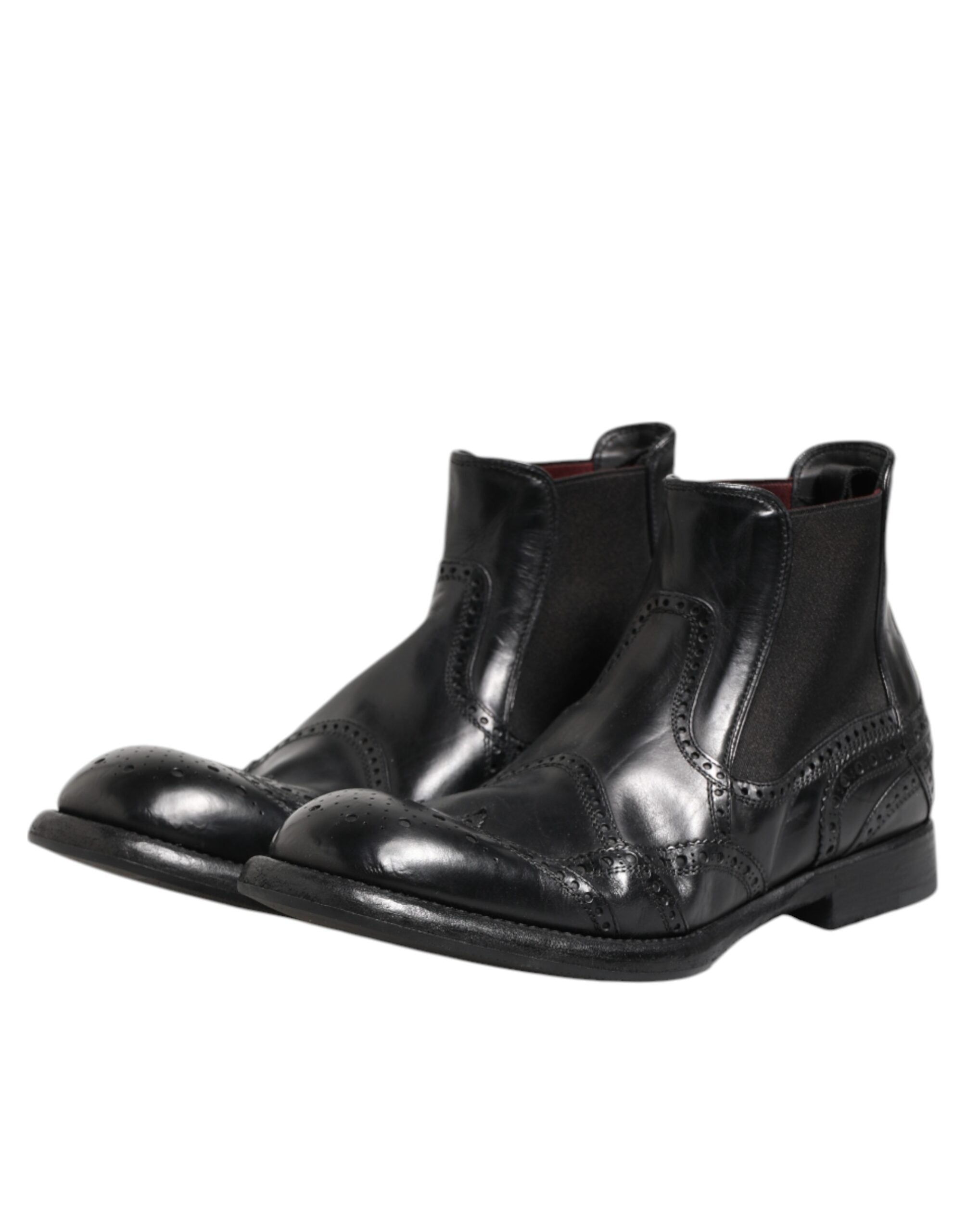 Dolce &amp; Gabbana – Schwarze Lederstiefeletten zum Hineinschlüpfen