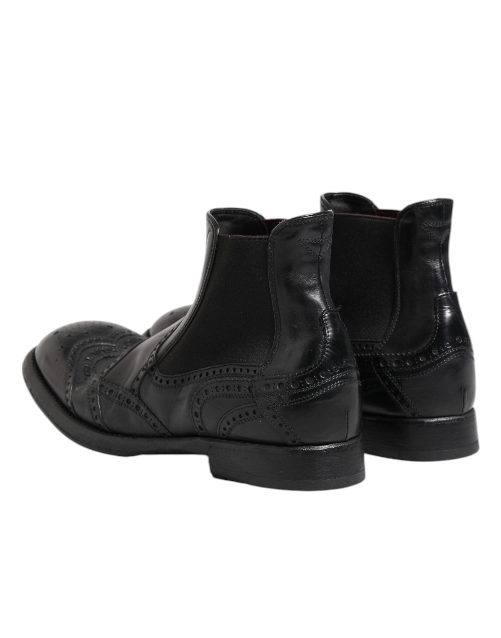 Dolce &amp; Gabbana – Schwarze Lederstiefeletten zum Hineinschlüpfen
