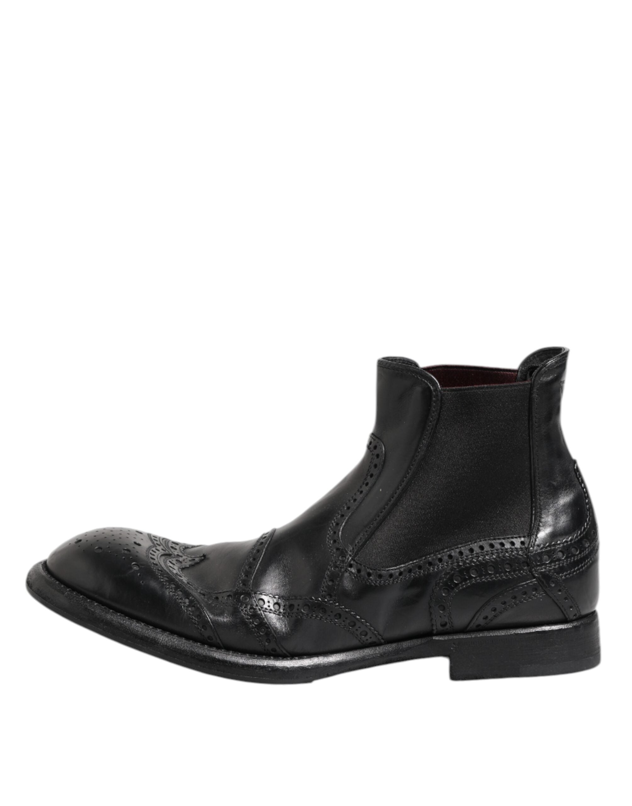 Dolce &amp; Gabbana – Schwarze Lederstiefeletten zum Hineinschlüpfen