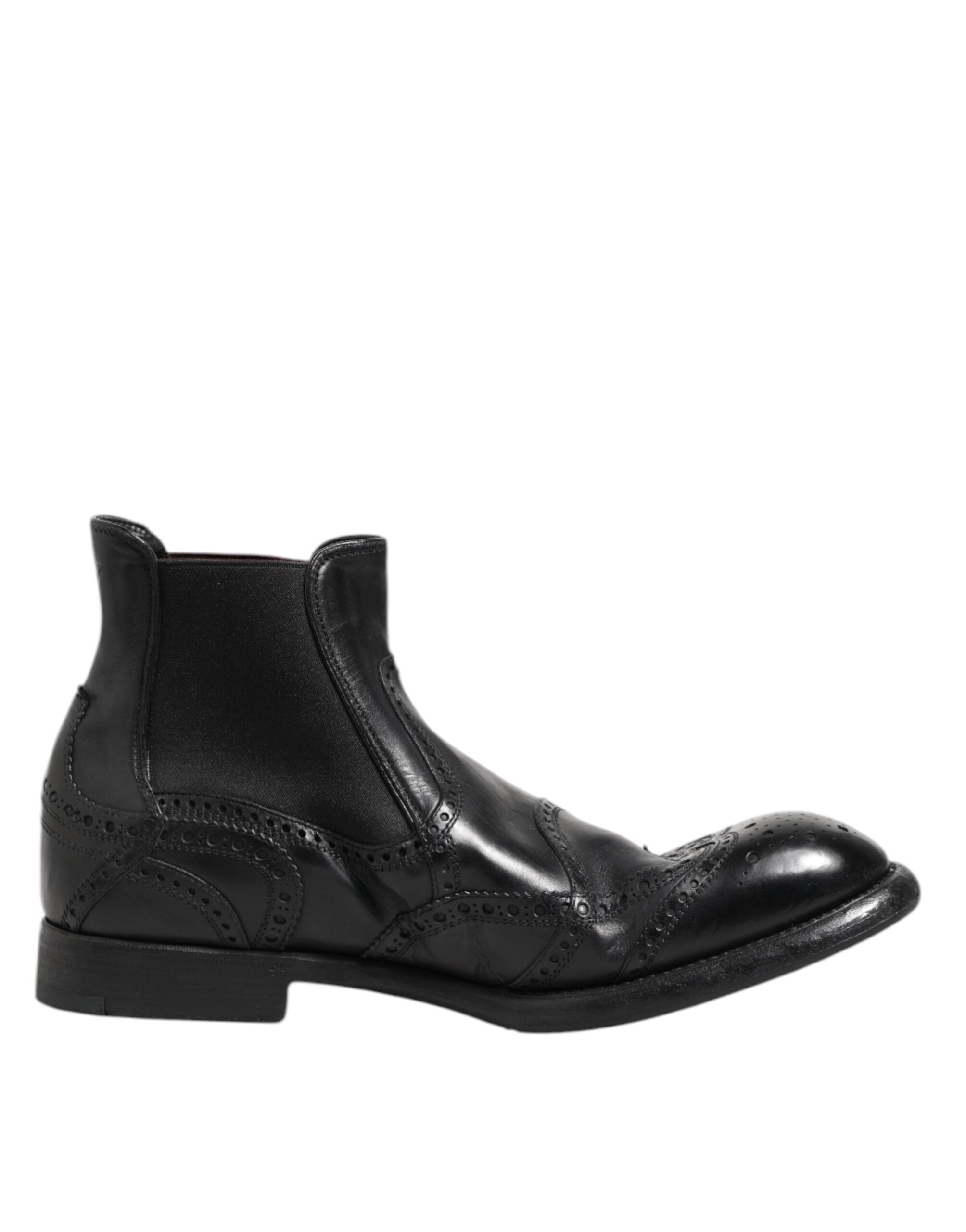 Dolce &amp; Gabbana – Schwarze Lederstiefeletten zum Hineinschlüpfen