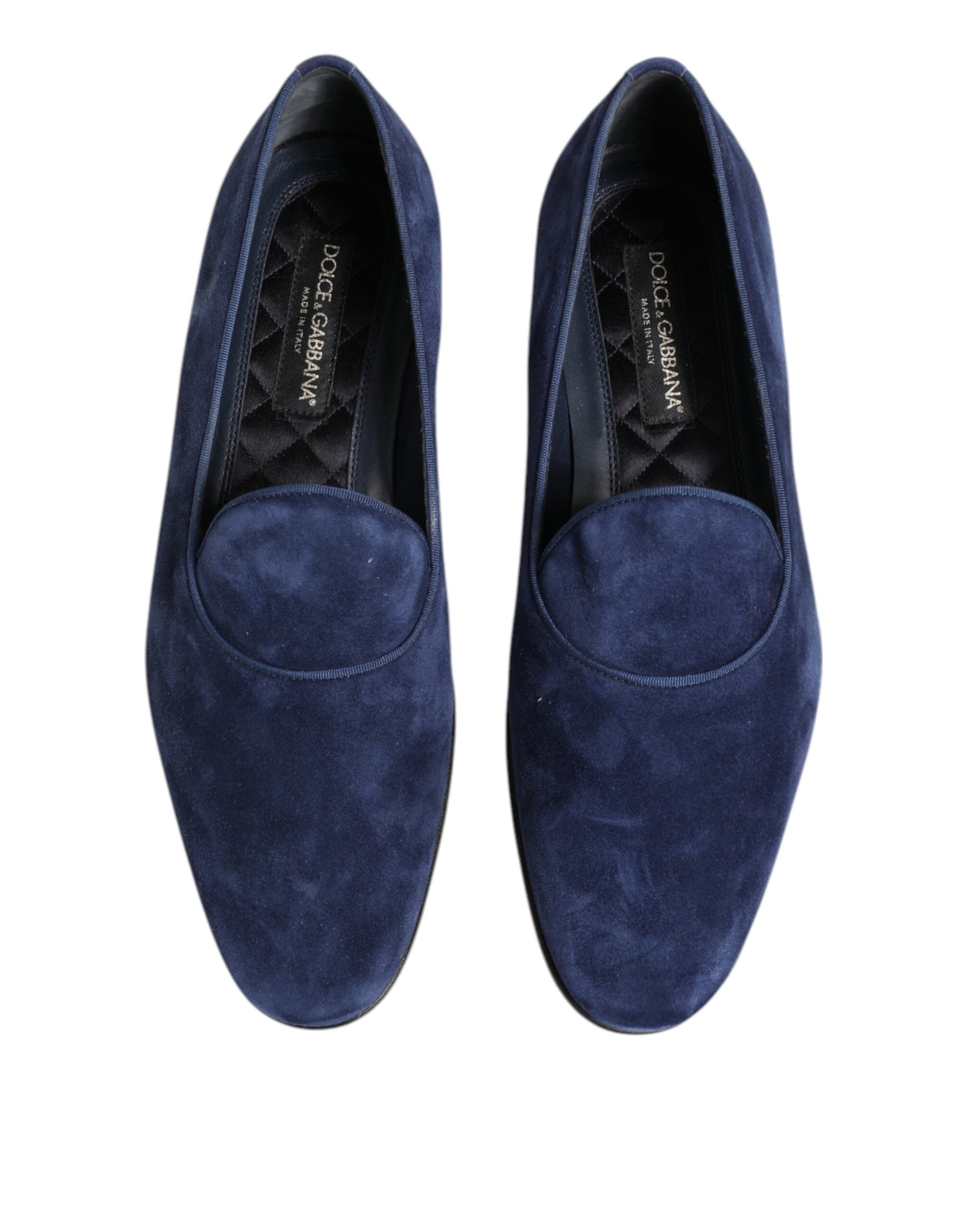 Mocassins Dolce &amp; Gabbana en velours bleu avec logo DG, chaussures habillées