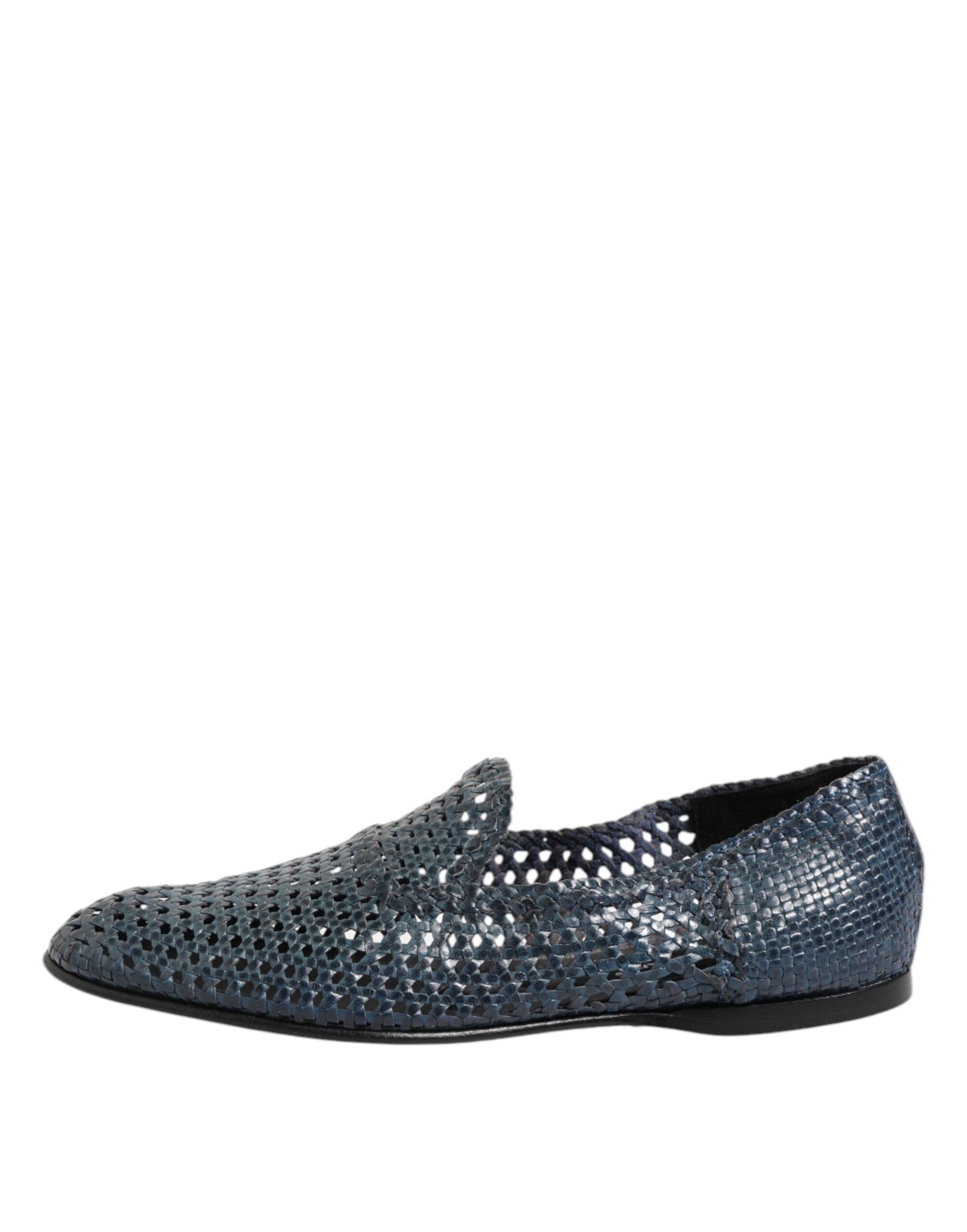 Mocassins à enfiler en cuir tressé bleu Dolce &amp; Gabbana