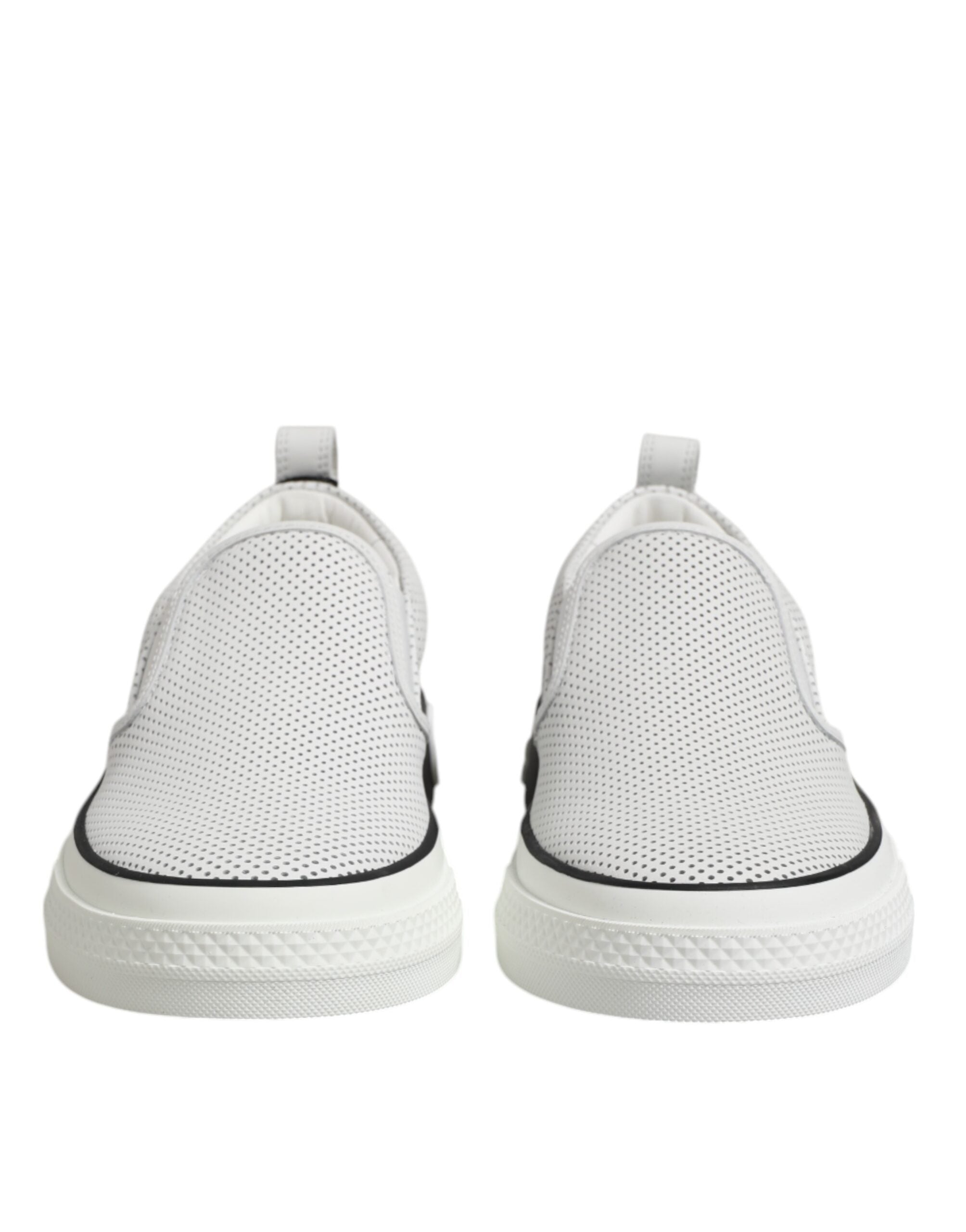 Dolce &amp; Gabbana – Slip-On-Sneakers aus weißem gepunktetem Leder für Herren