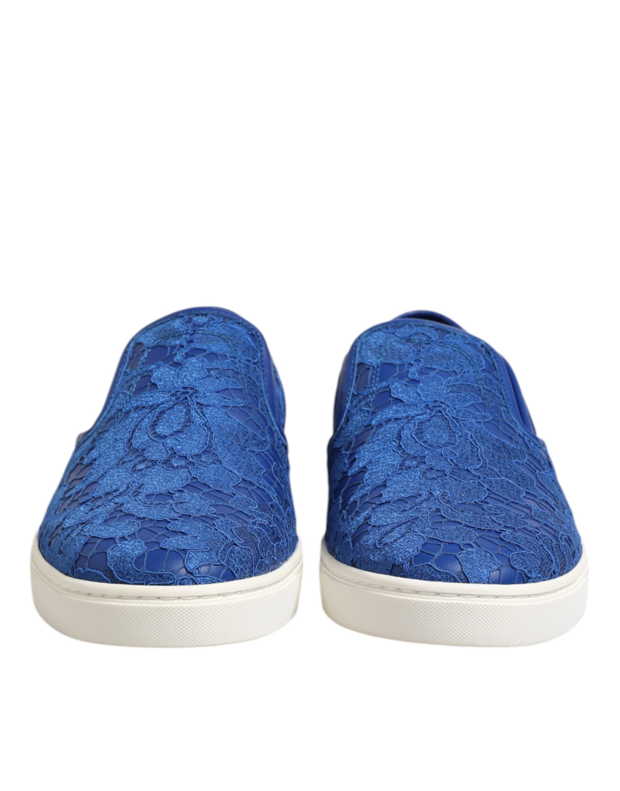 Dolce &amp; Gabbana – Slip-On-Sneaker aus blauem Leder mit Schnürung