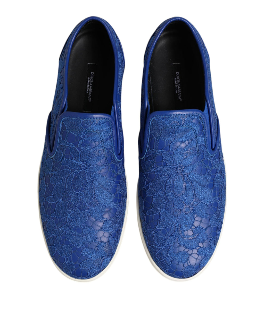Dolce &amp; Gabbana – Slip-On-Sneaker aus blauem Leder mit Schnürung