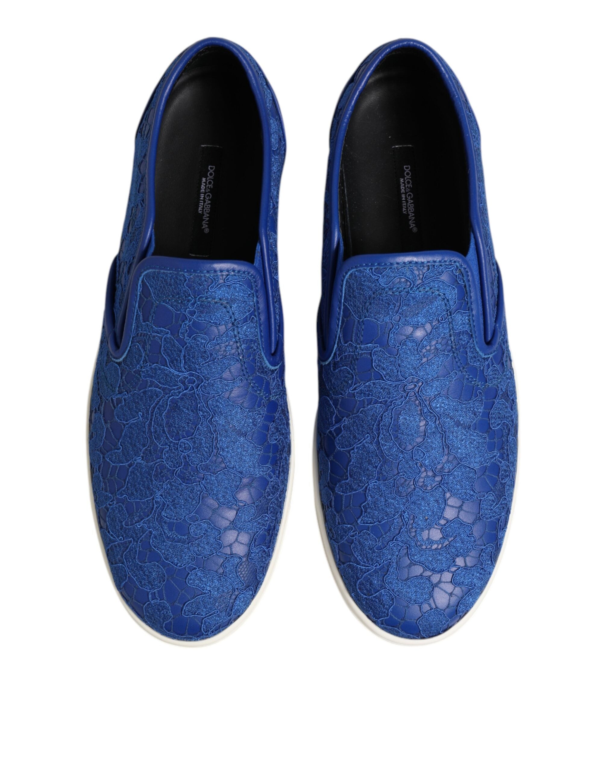 Dolce &amp; Gabbana – Slip-On-Sneaker aus blauem Leder mit Schnürung