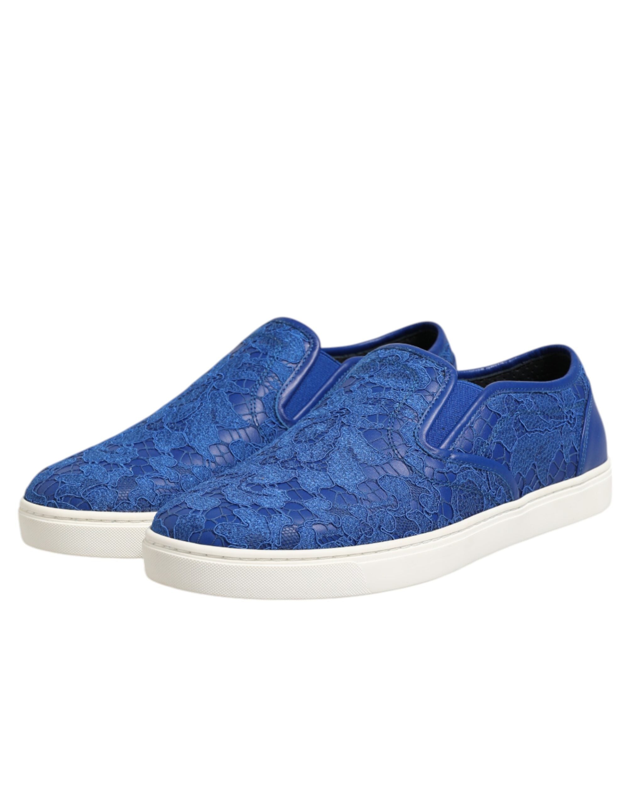 Dolce &amp; Gabbana – Slip-On-Sneaker aus blauem Leder mit Schnürung