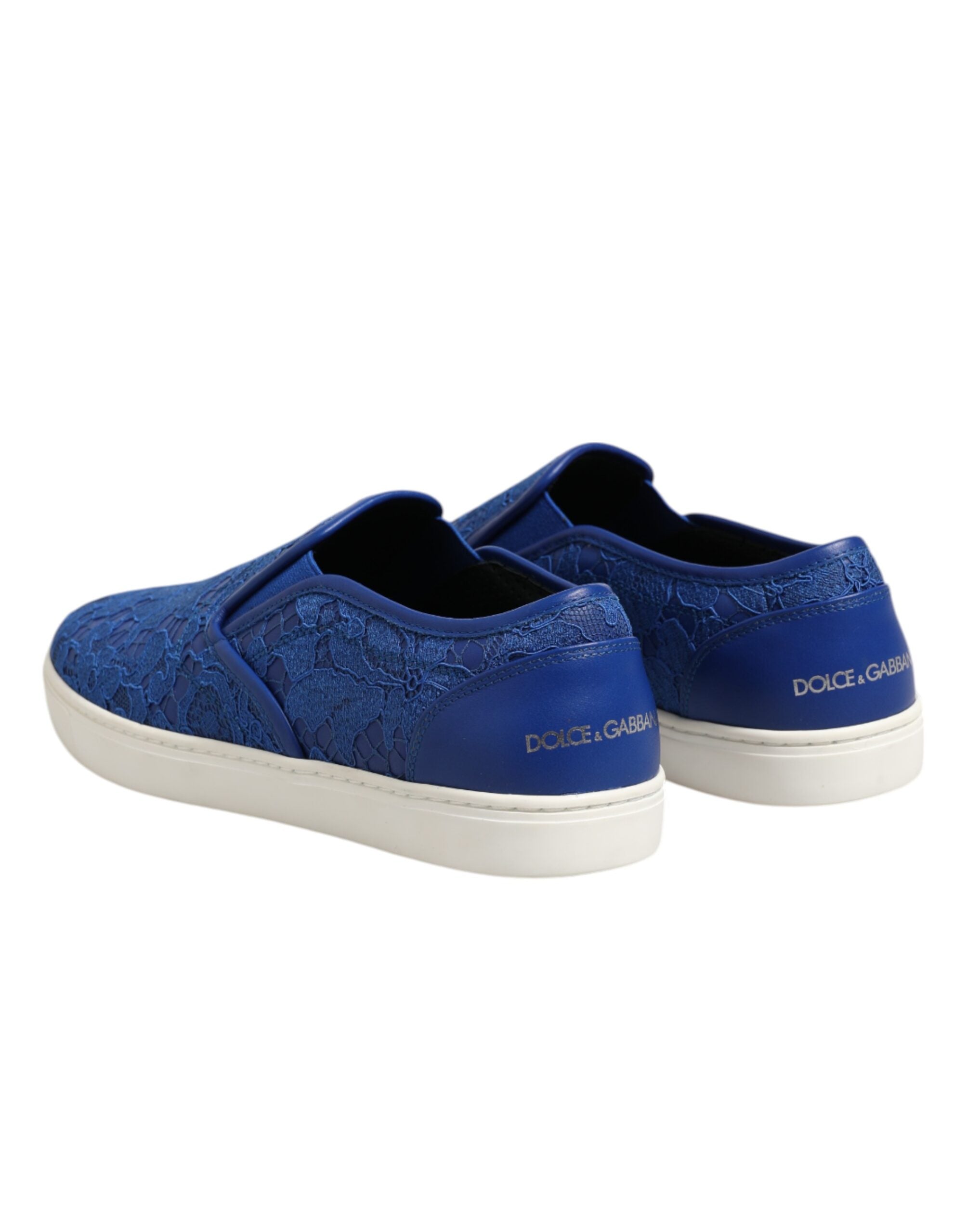 Dolce &amp; Gabbana – Slip-On-Sneaker aus blauem Leder mit Schnürung