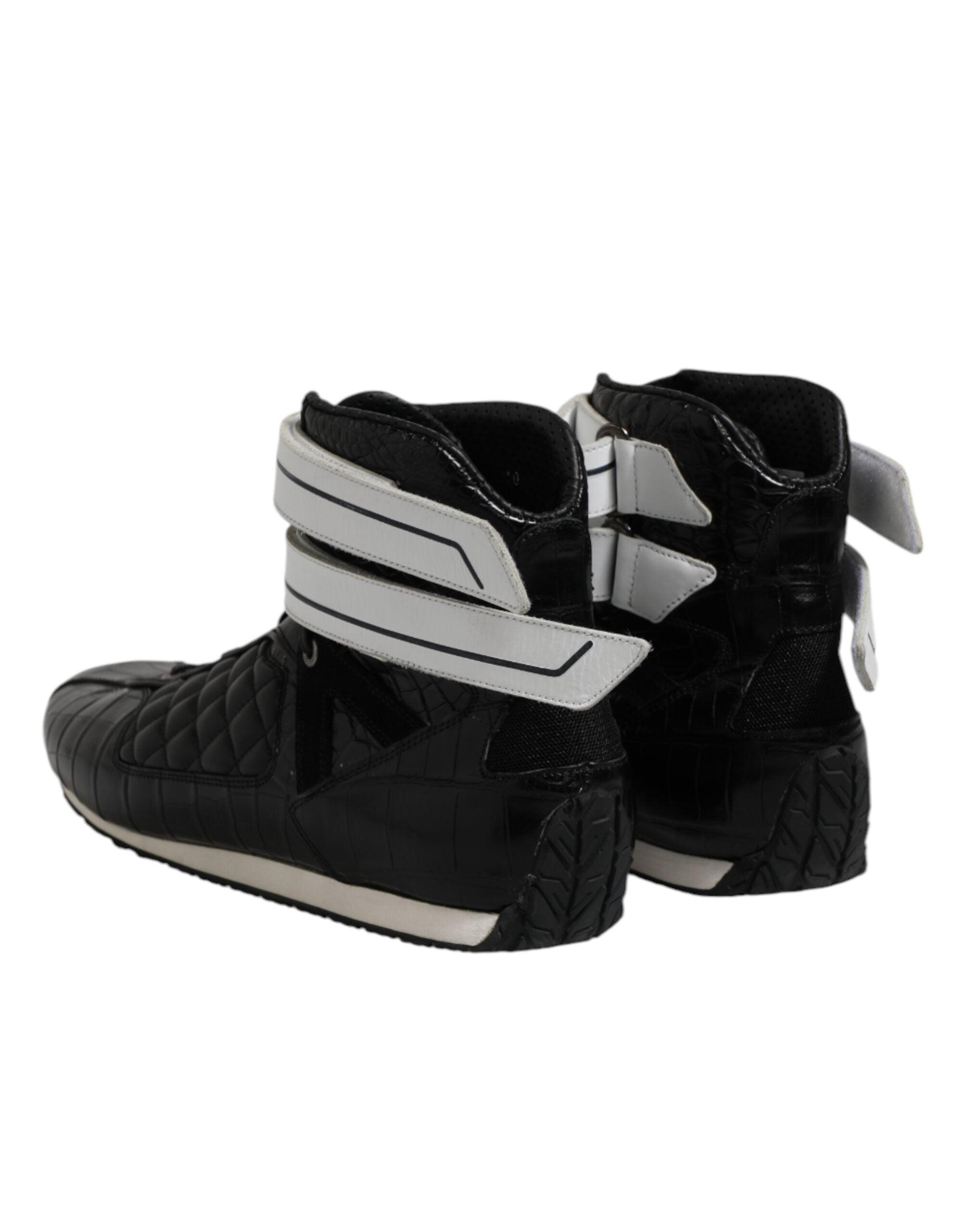 Dolce &amp; Gabbana – Schwarze, gesteppte Sneakers aus Leder mit Schnürung