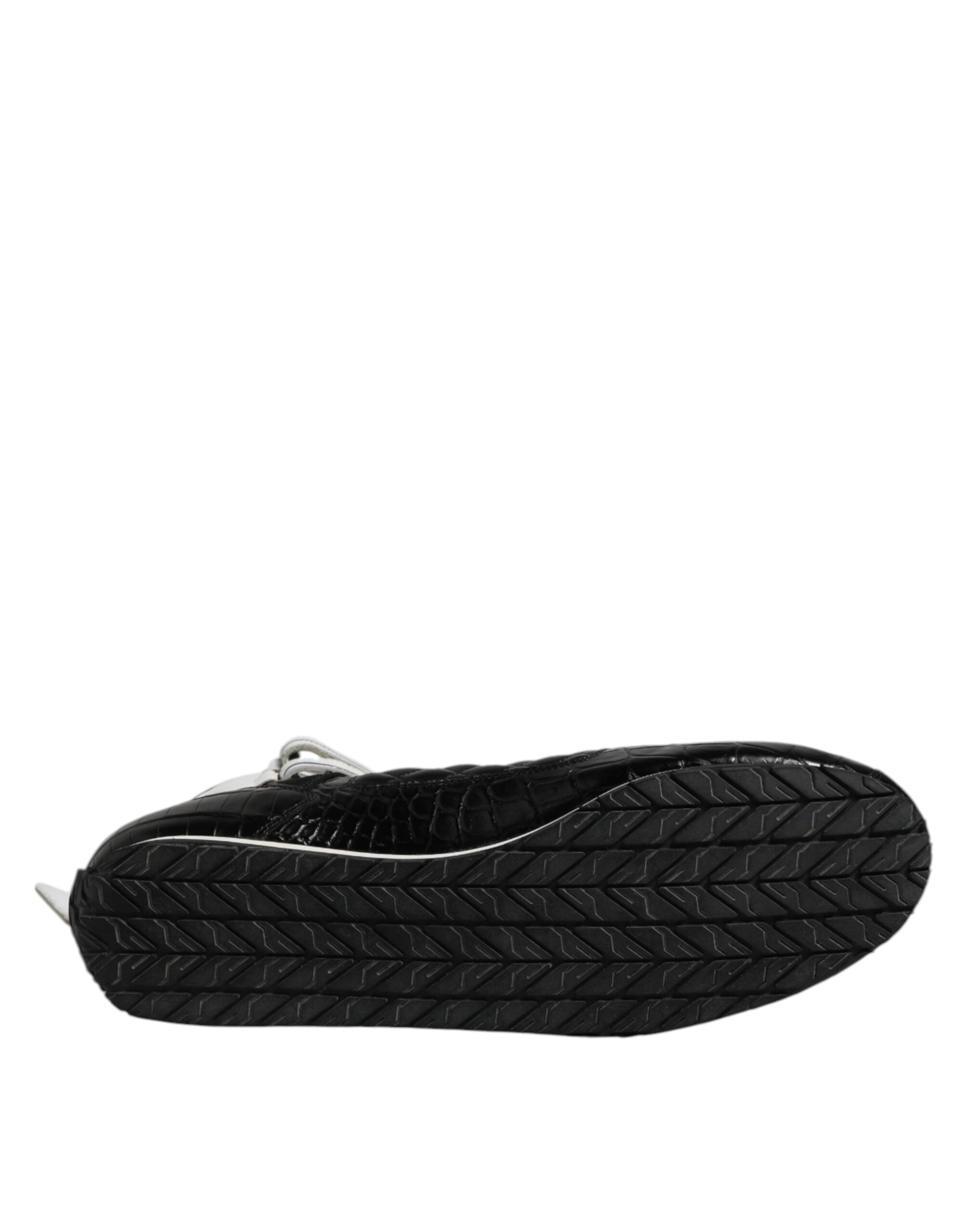 Dolce &amp; Gabbana – Schwarze, gesteppte Sneakers aus Leder mit Schnürung